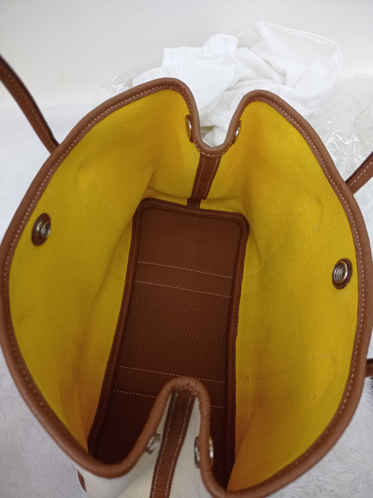 Garden Party 30 Canvas Leather Jaune Citroen Biscuit #C