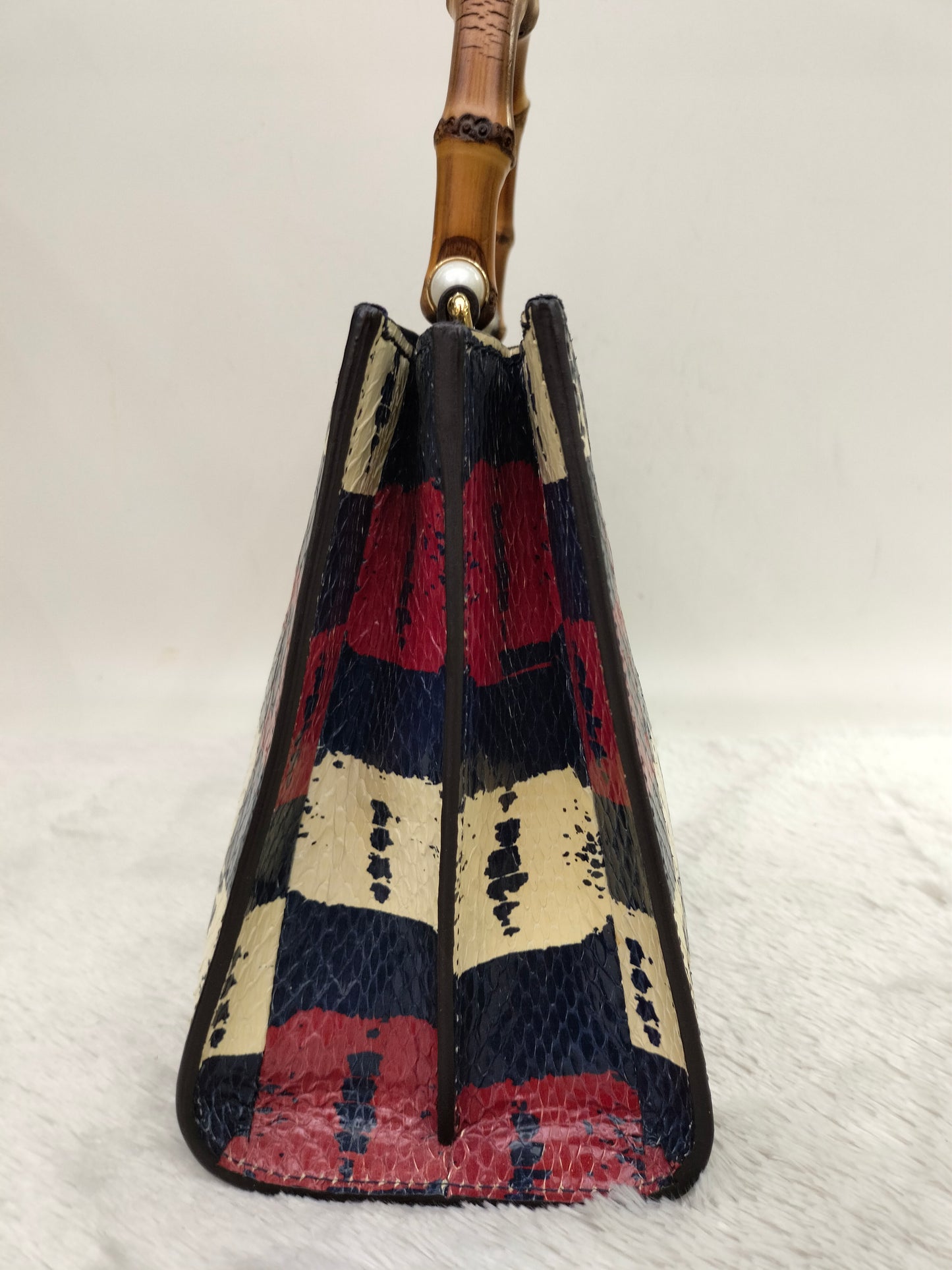 Gucci Nymphaea Top Handle Multicolour Snake Skin Handle Bamboo GHW