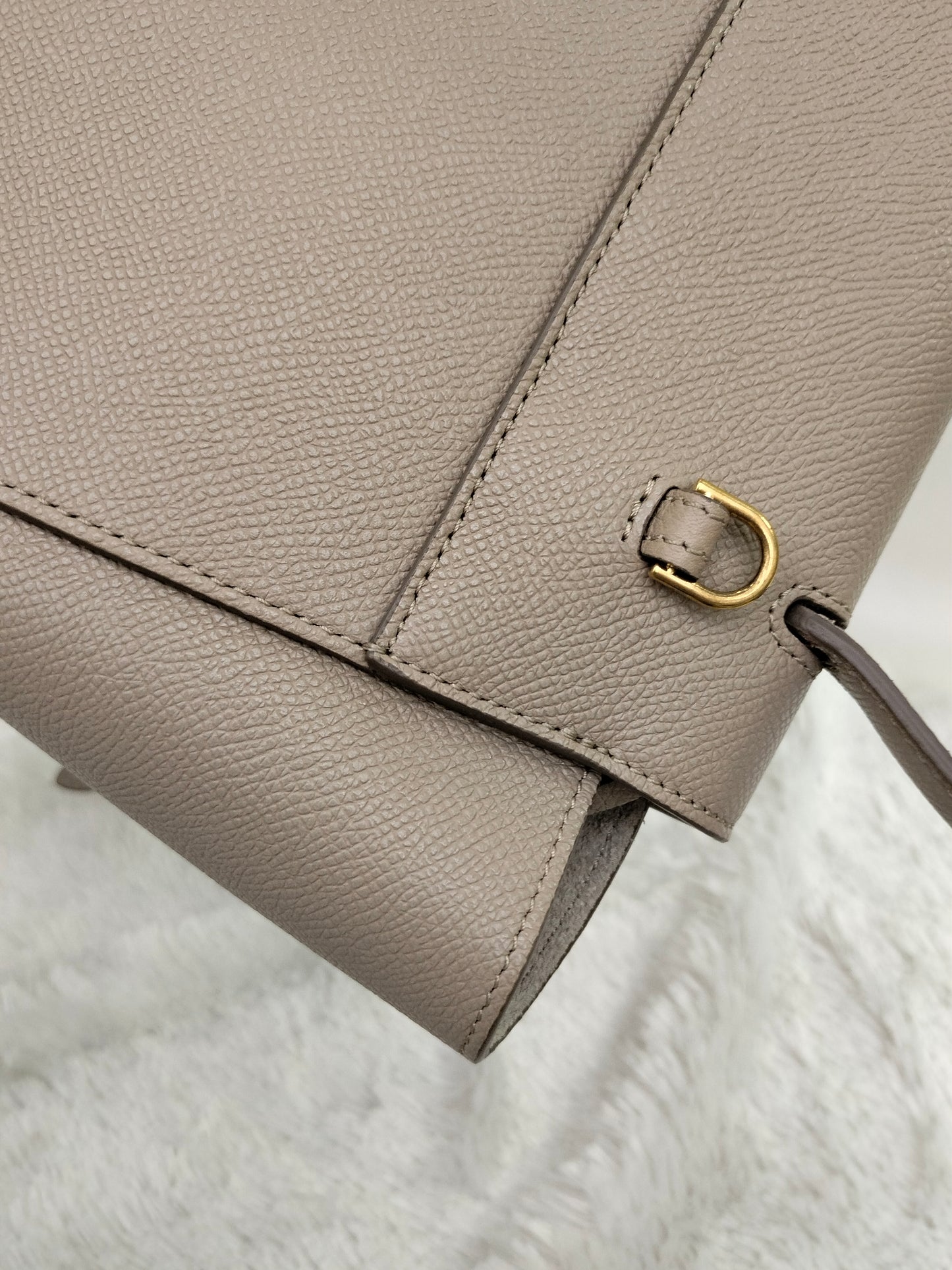 Celine Nano Belt Grained Light Taupe GHW 2019
