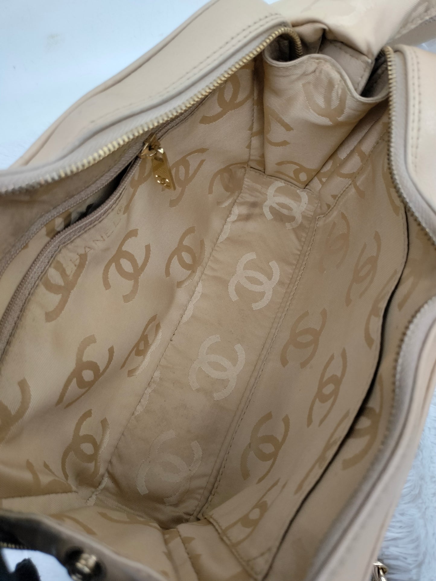 Chanel Camera Chevron Lamb Beige GHW #6
