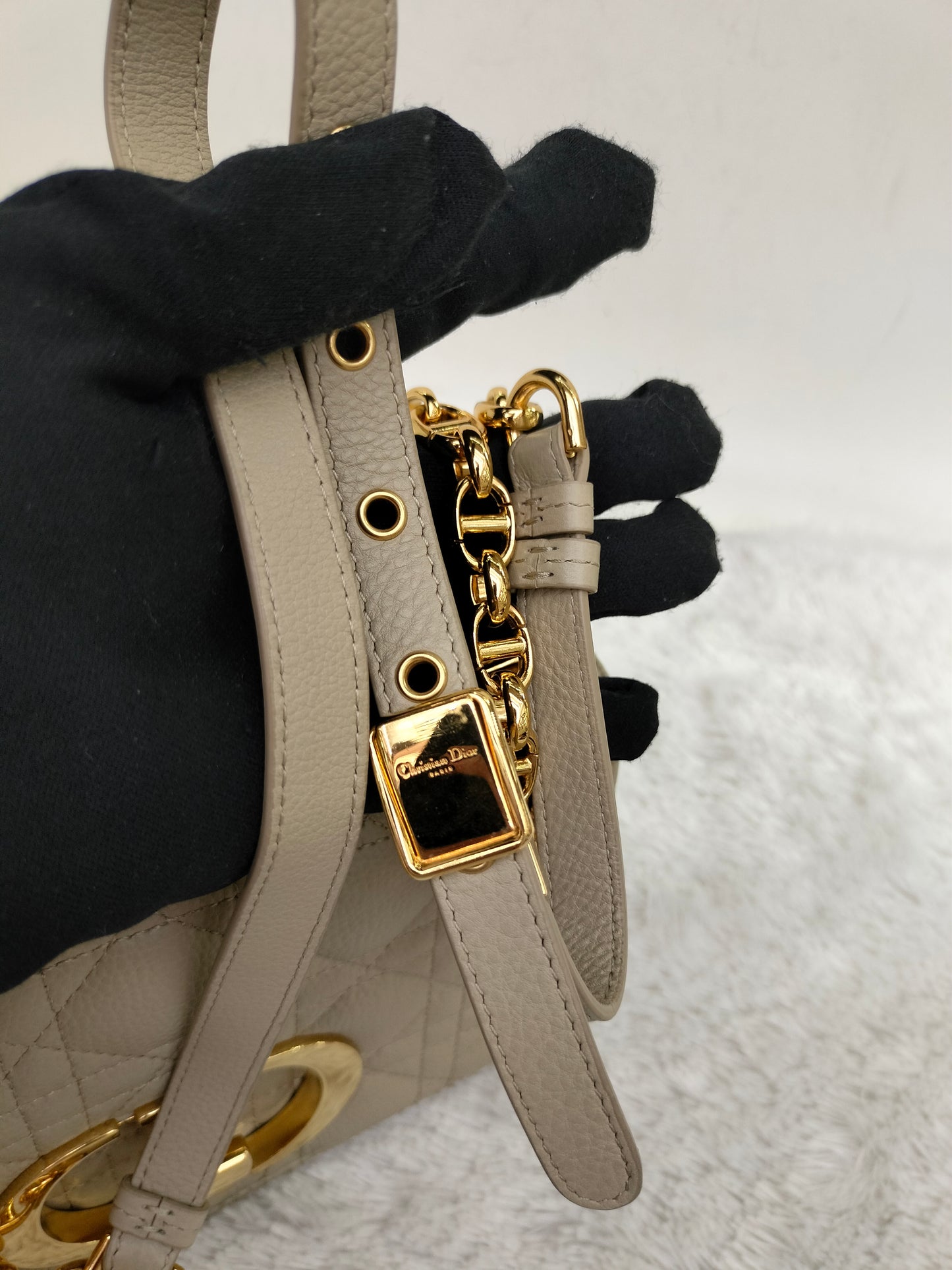 Dior Caro Small Supple Cannage Beige GHW 2023