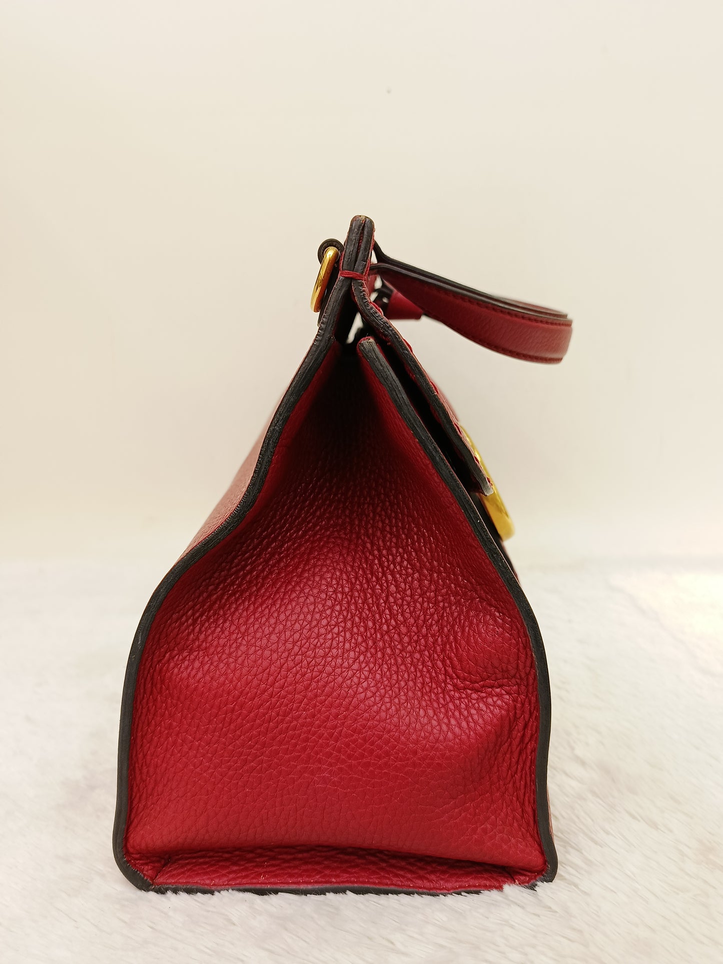 Gucci Top Handle Medium Marmont Grained Red GHW