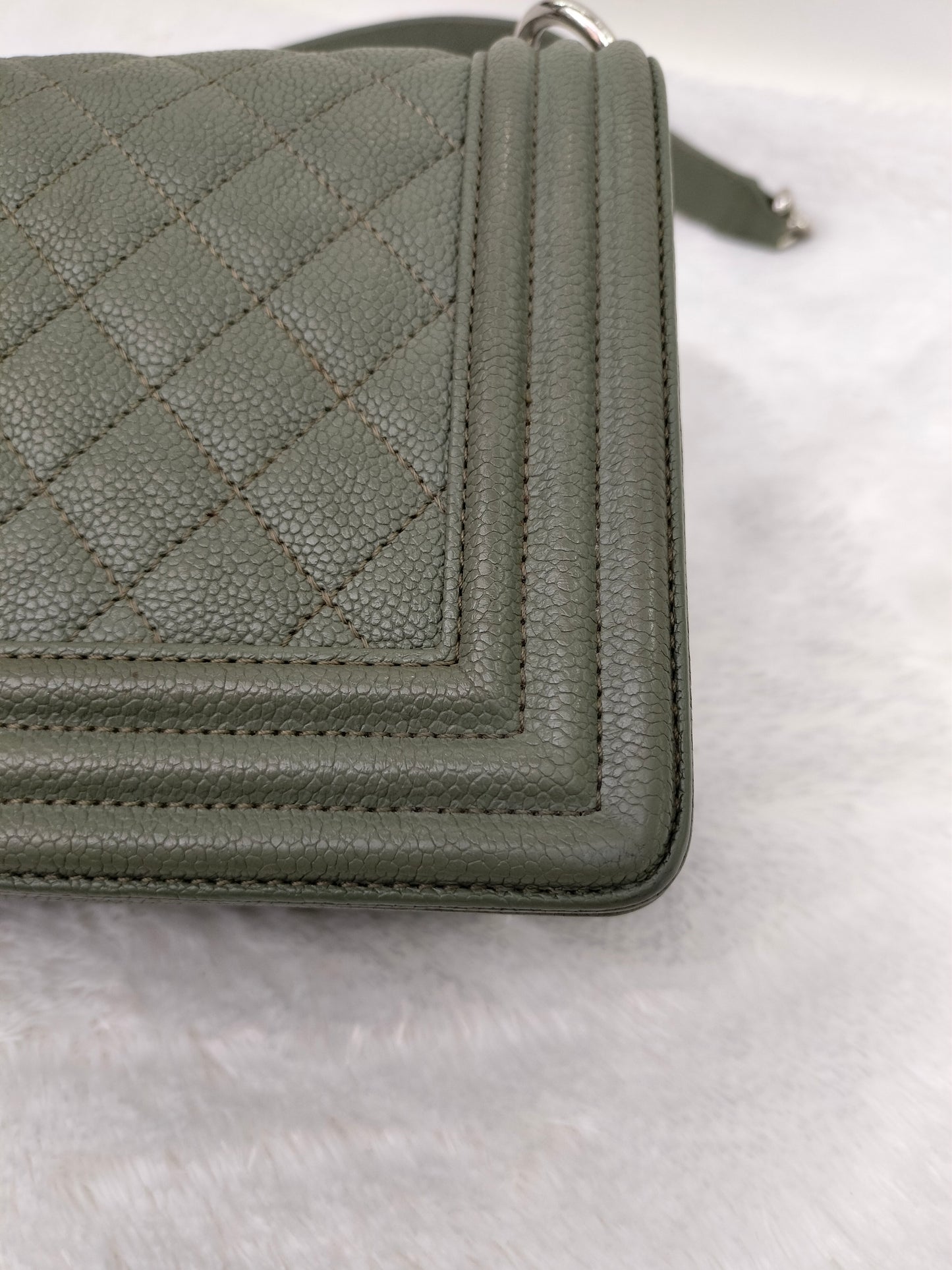 Chanel Boy 25 Caviar Green SHW #25