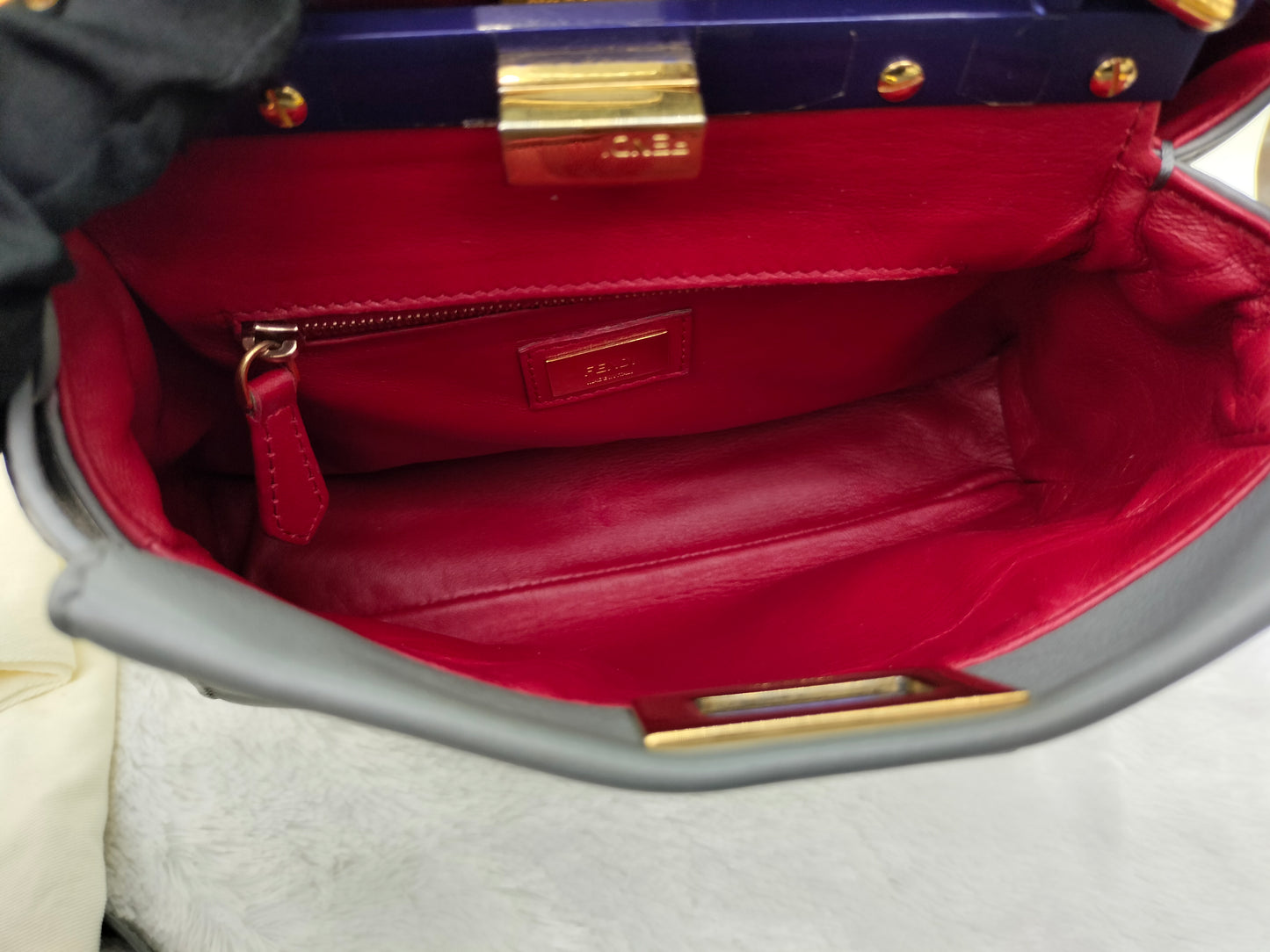 Fendi Peekaboo Mini Grey Blue GHW
