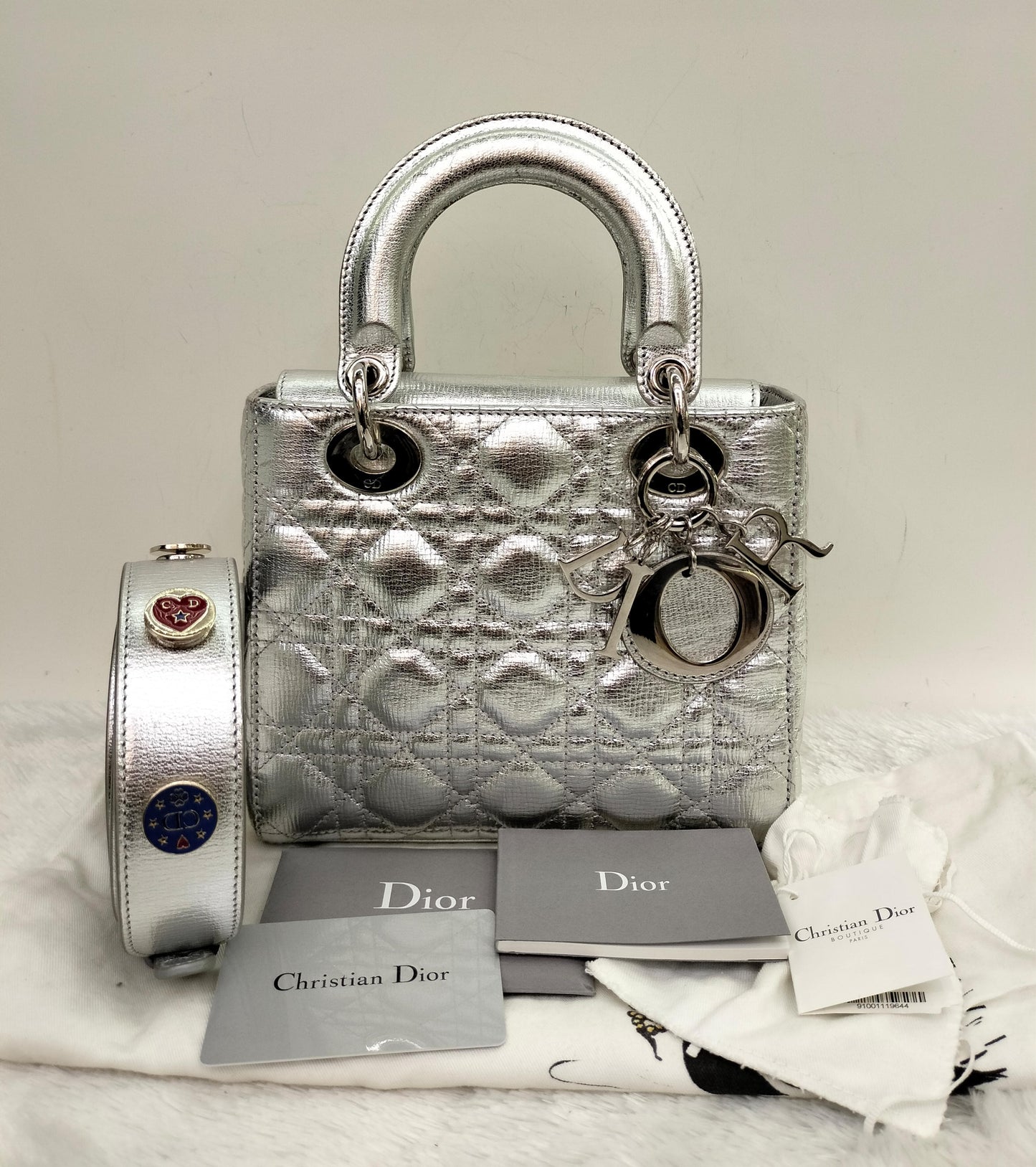 Lady Dior Small Metallic Silver SHW 2019