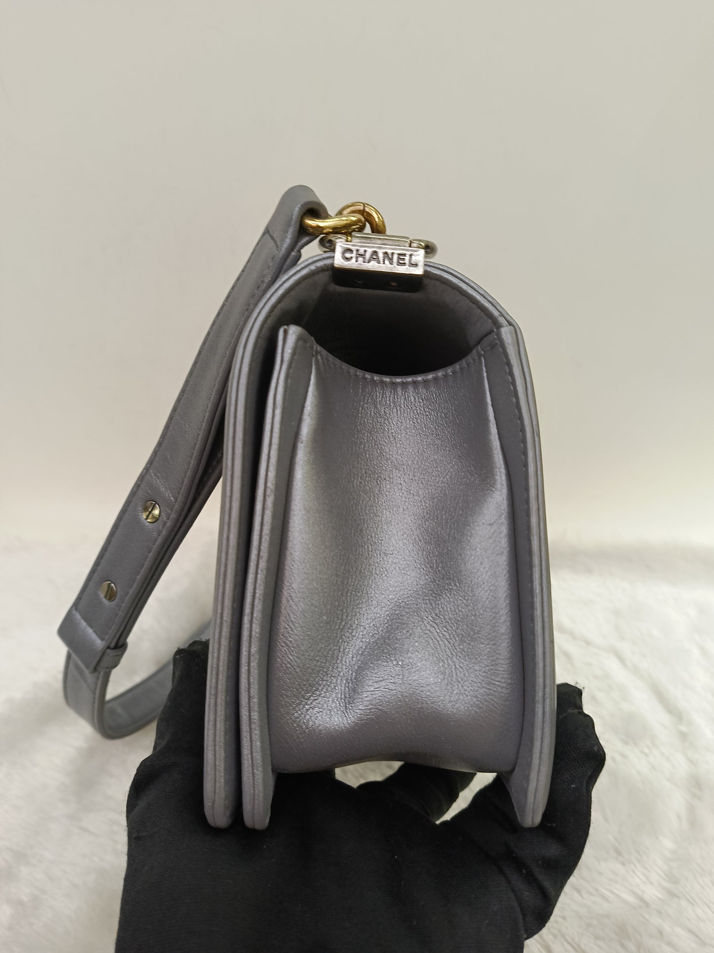 Chanel Boy 25 Calfskin Silver RGHW #19