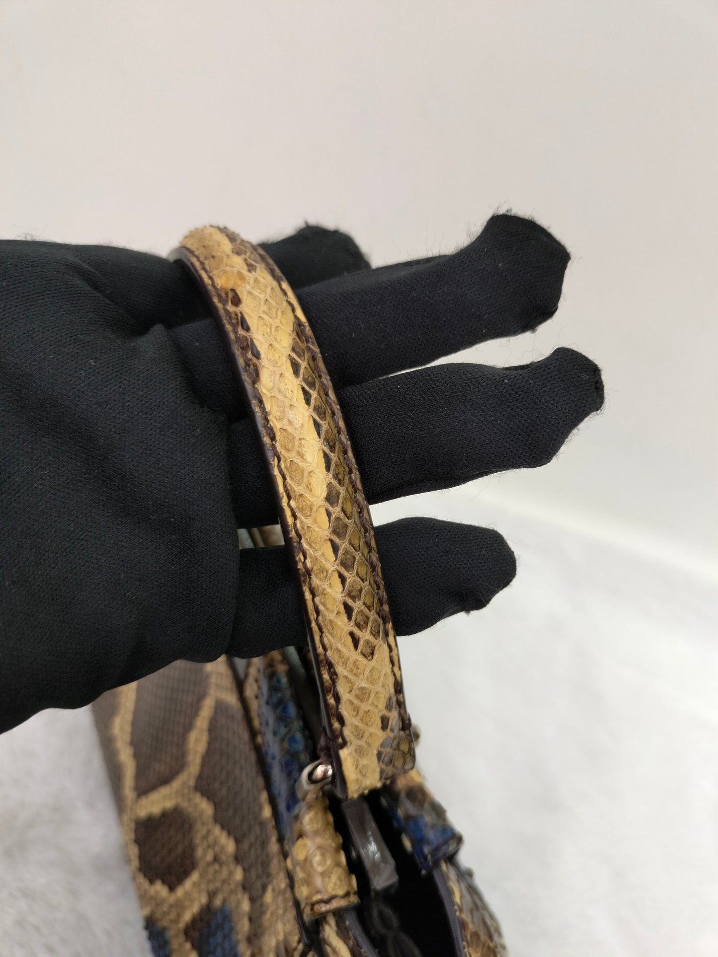 Fendi Peekaboo Mini Python Blue Beige SHW