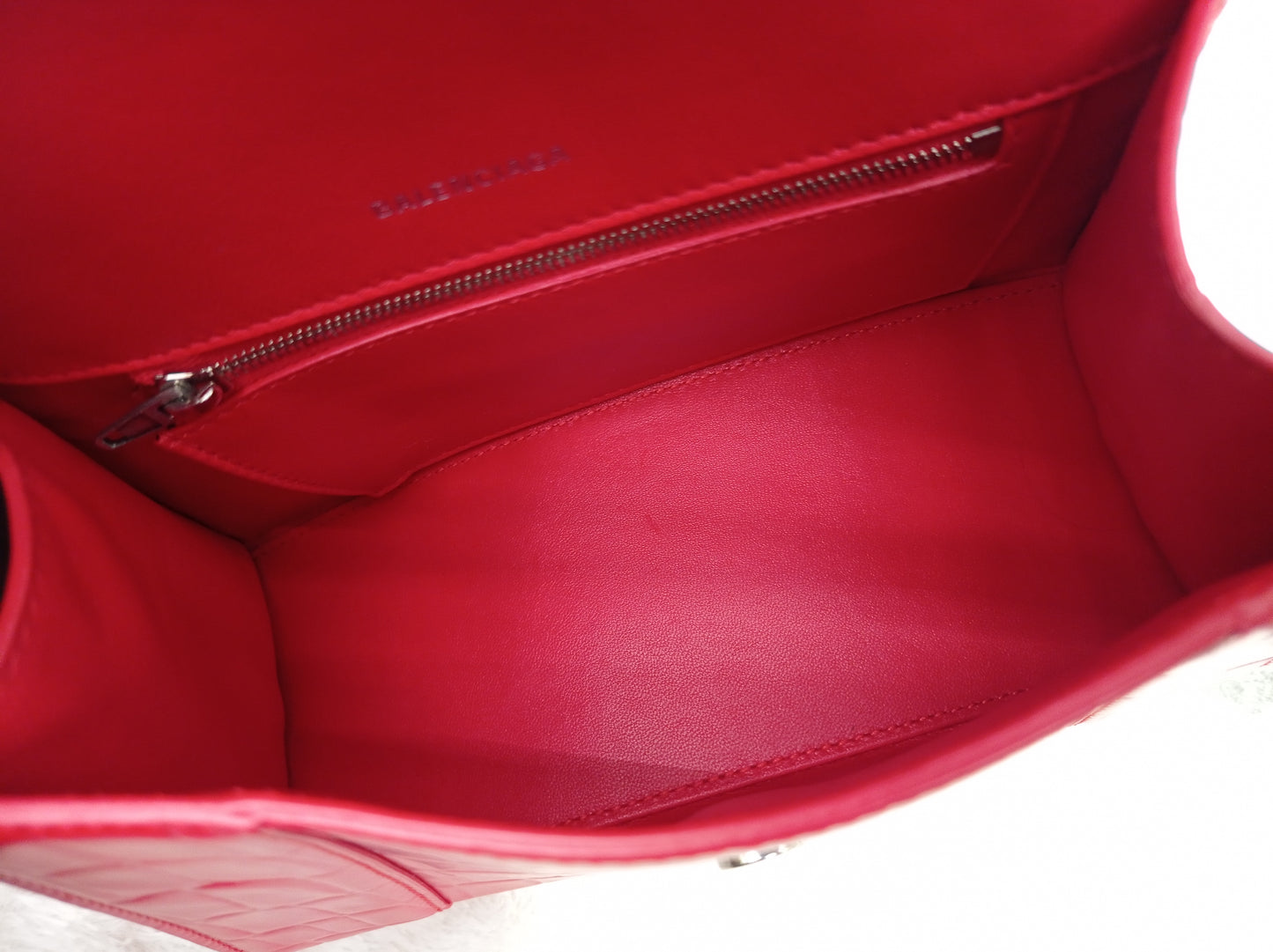 Balenciaga Hourglass Small Top Handle Croco Red SHW 2021