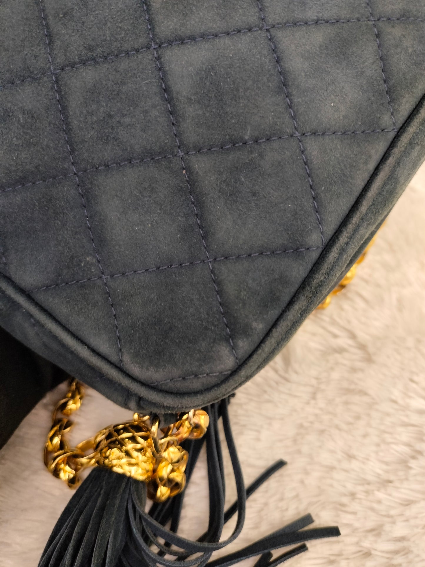 Chanel Mini Camera Suede Navy GHW #1