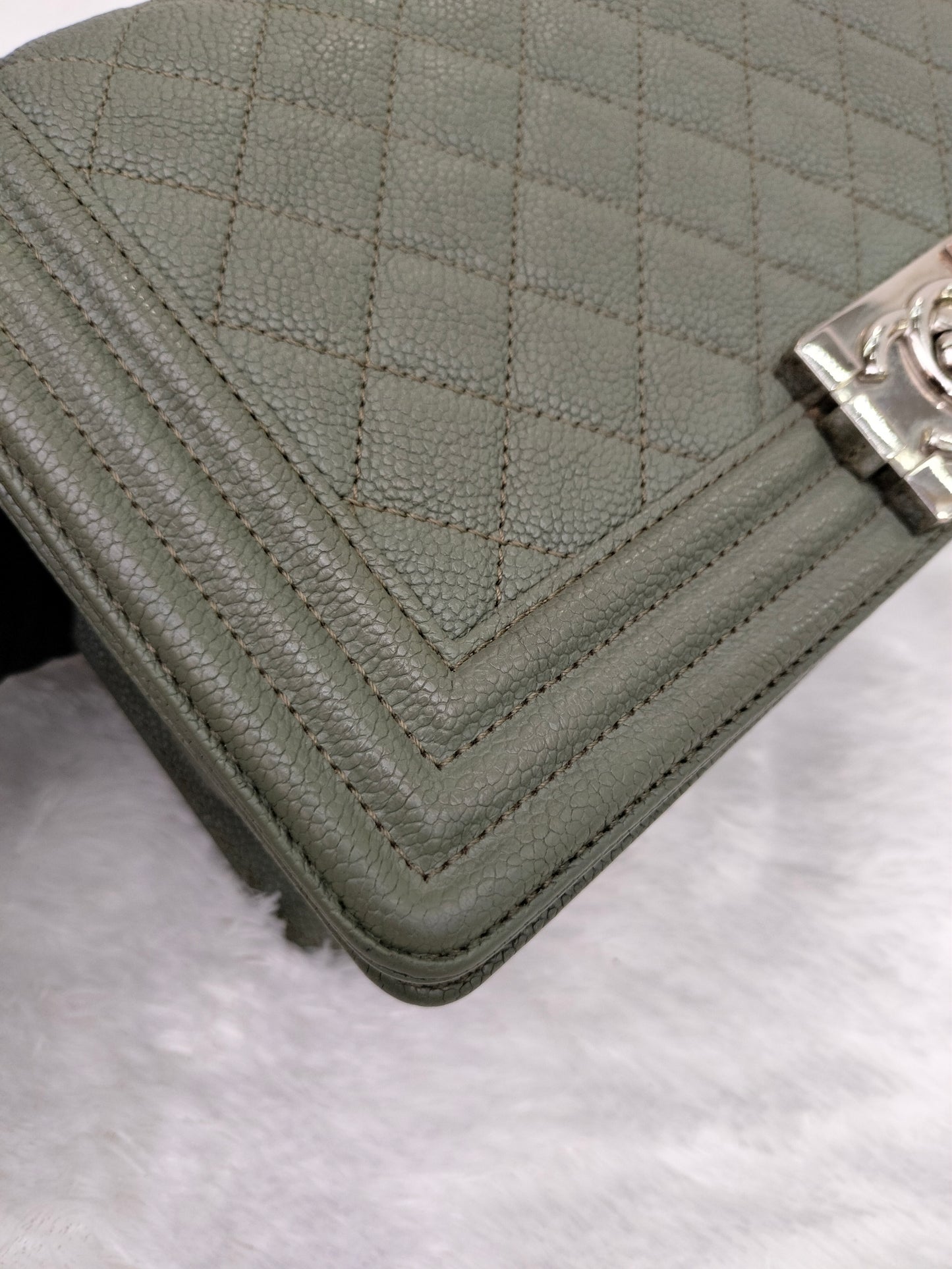 Chanel Boy 25 Caviar Green SHW #25