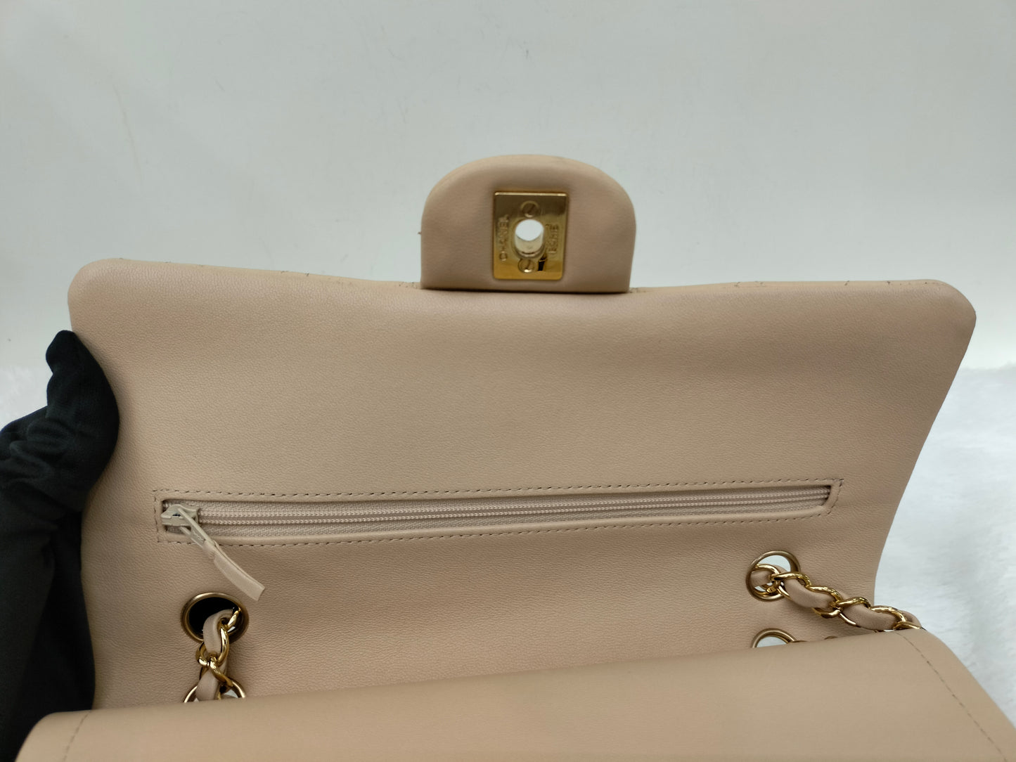 Chanel Medium Lamb Beige GHW DF #19