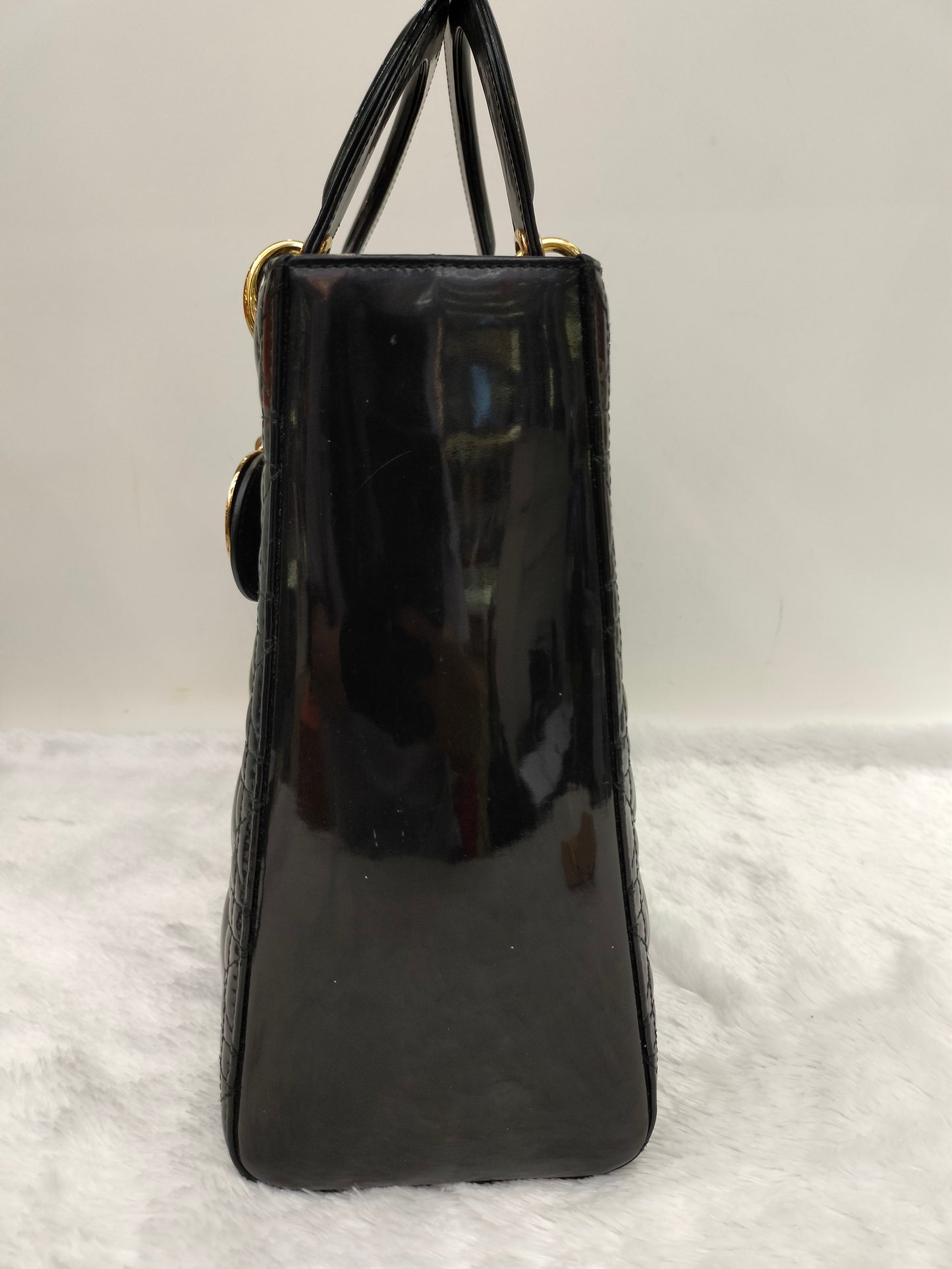 Lady Dior Large Patent Black GHW 2015
