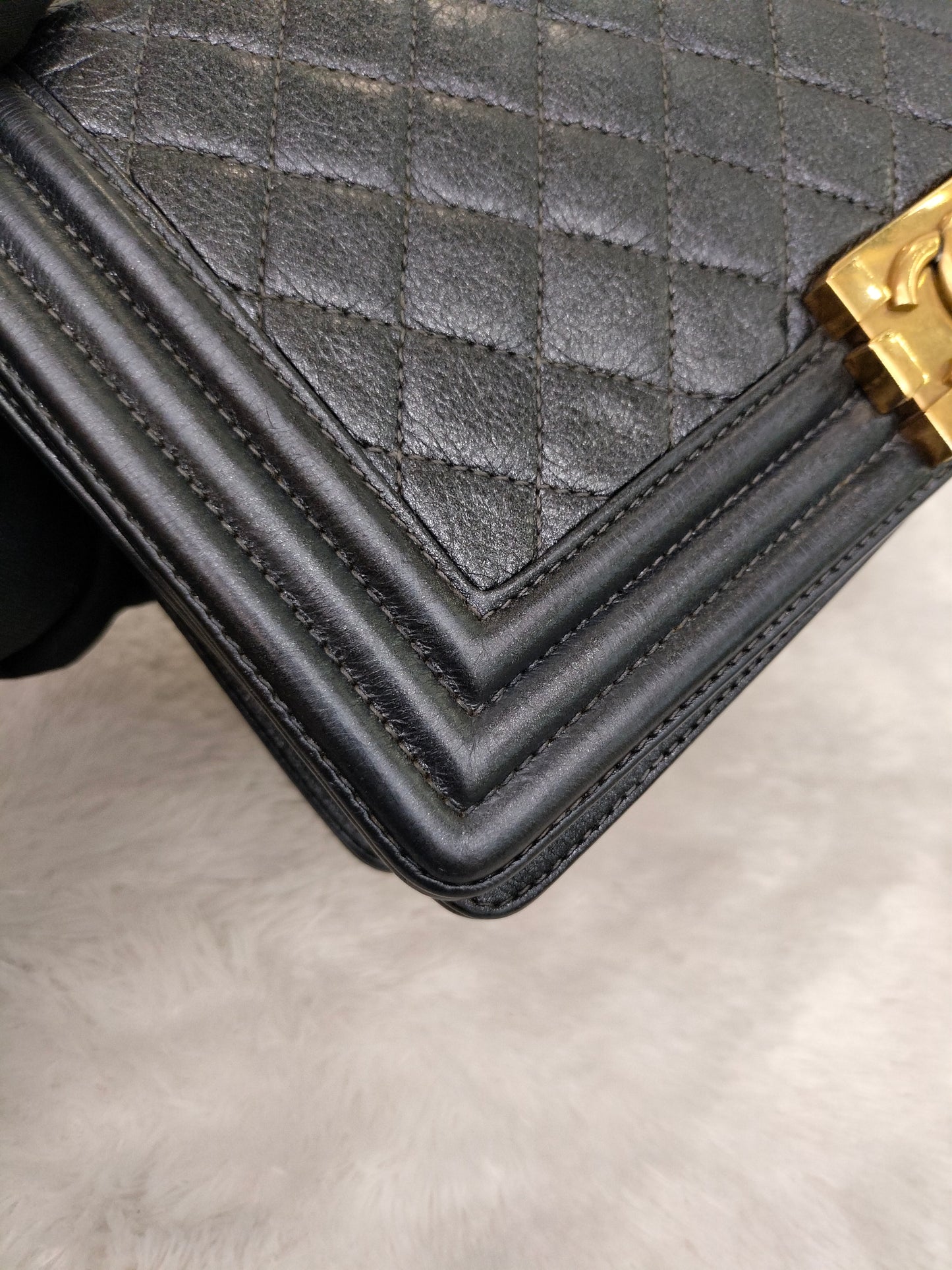 Chanel Boy 25 Calfskin Metallic Dark Grey RGHW #20