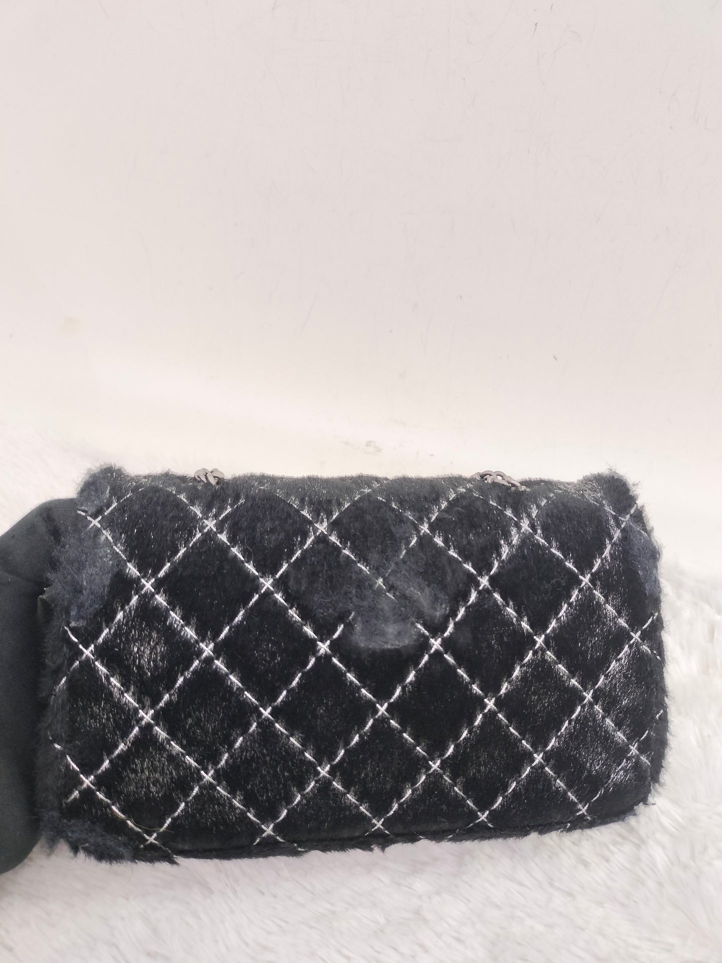 Chanel Mini Flap Calf Hair Metallic Black RHW #21