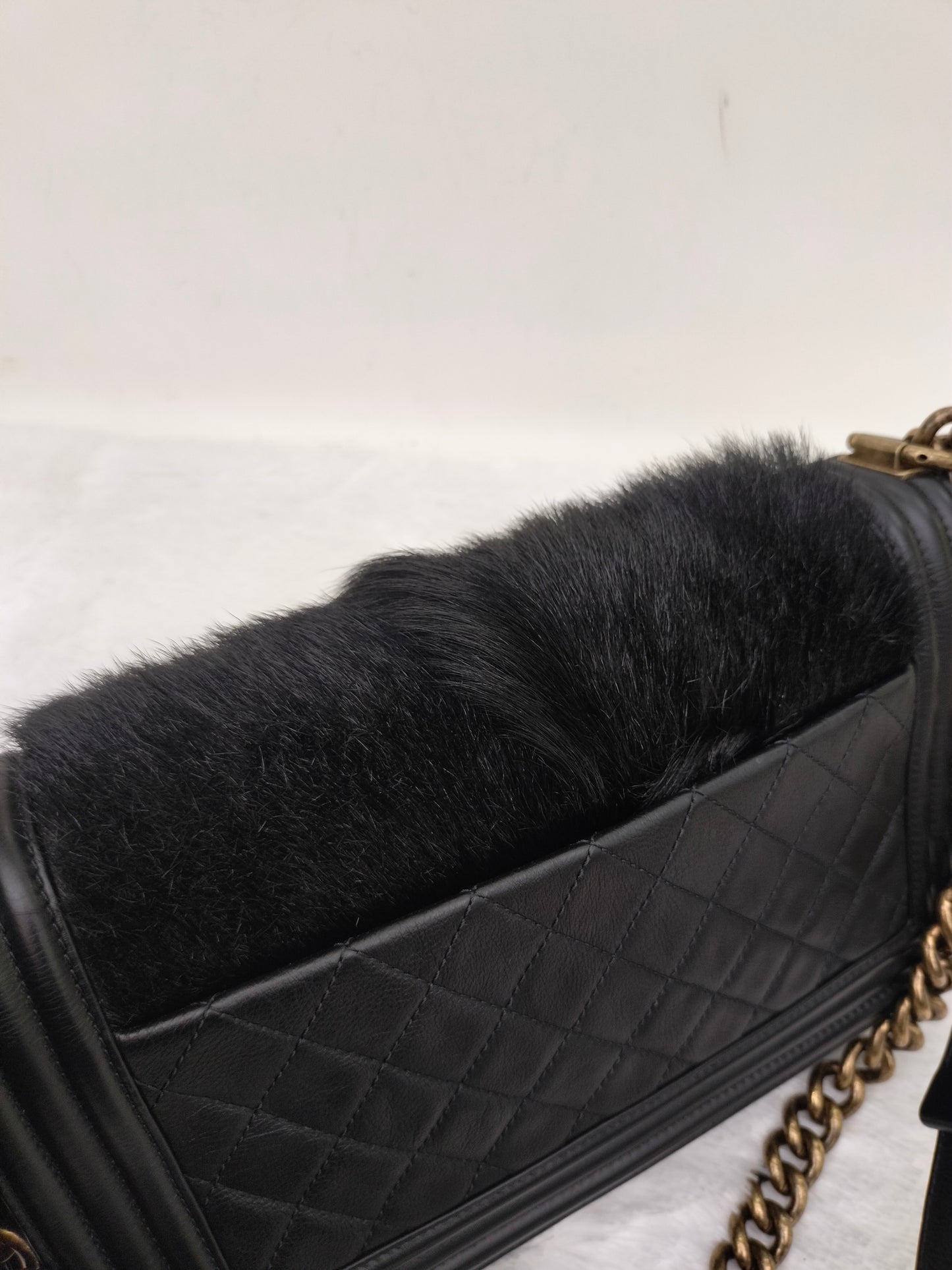 Chanel Boy 25 Fur Black RGHW #21