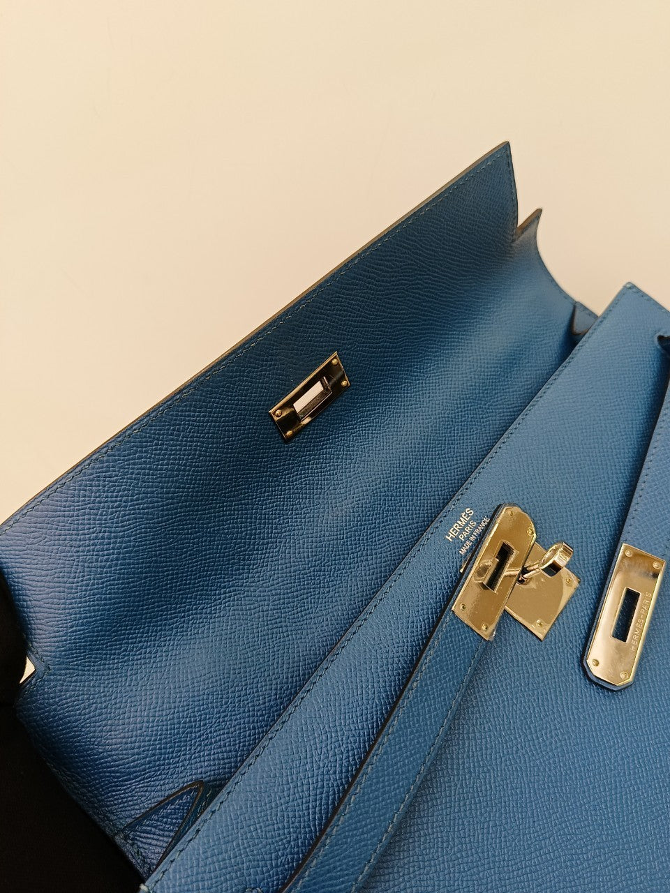 Kelly32 Epsom Sellier Bleu Izmir PHW #R square