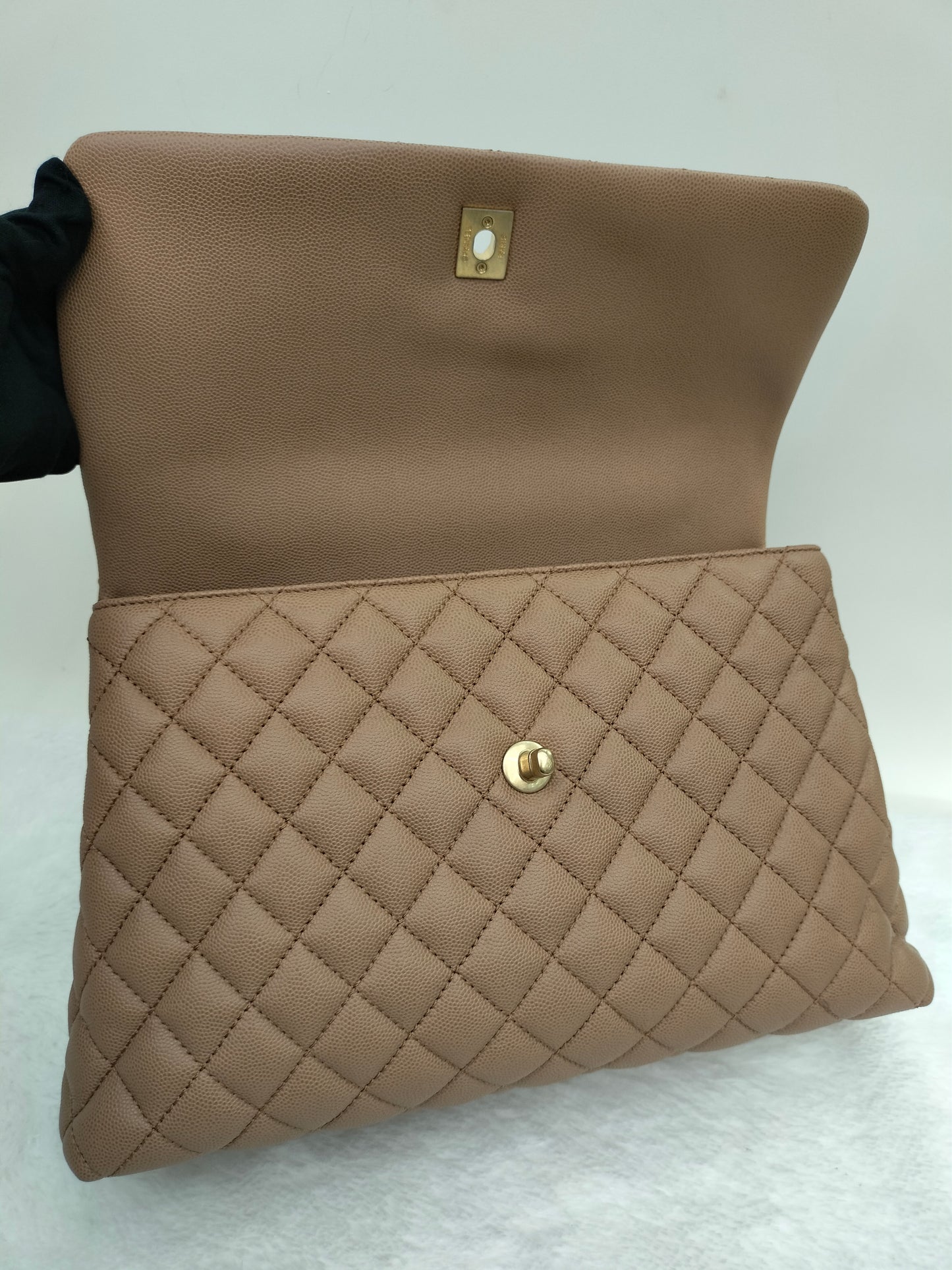 Chanel Coco Handle Large Caramel Handle Lizard GHW #24