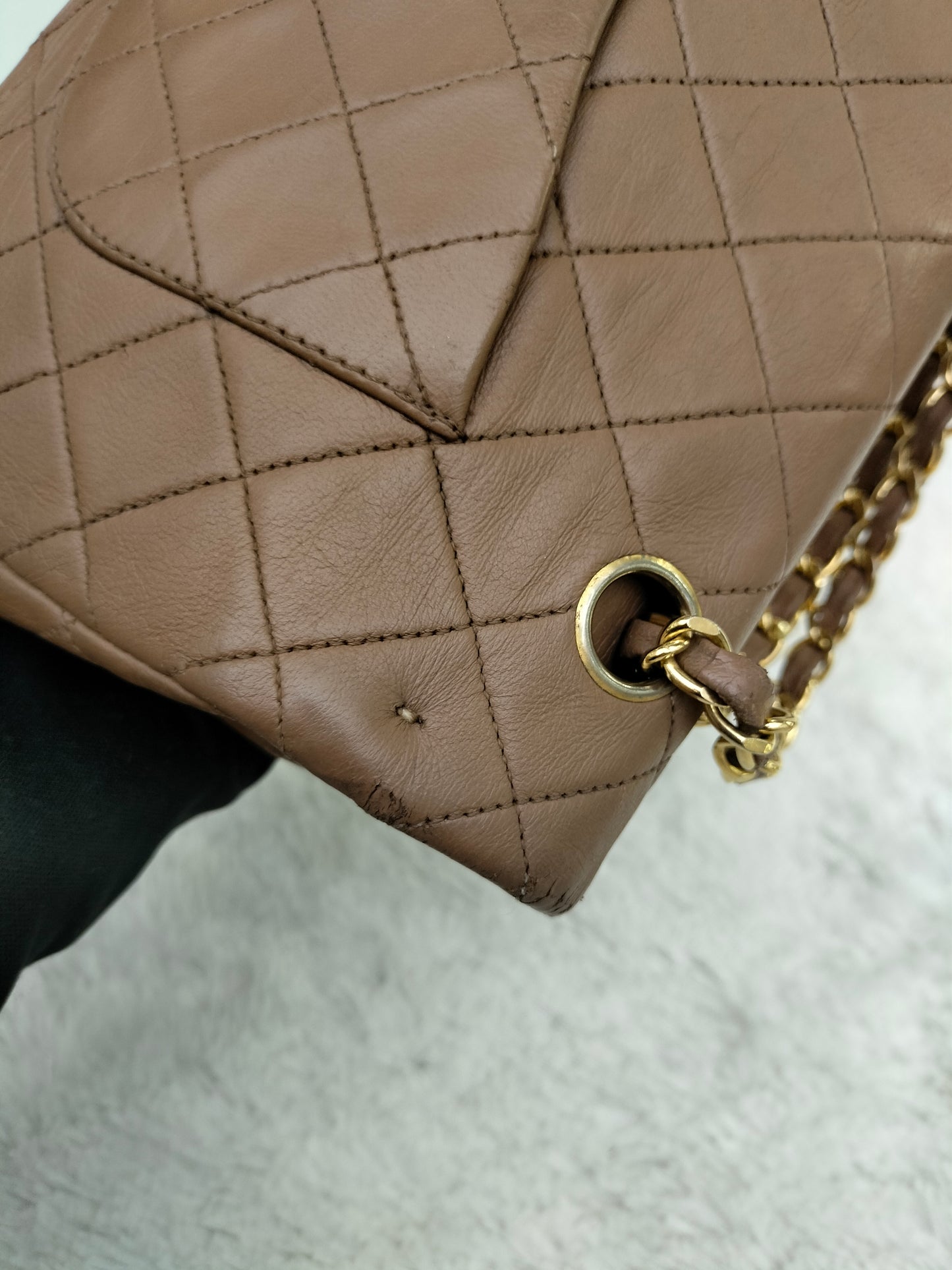 Chanel Medium Lamb Brown Vintage GHW DF #1