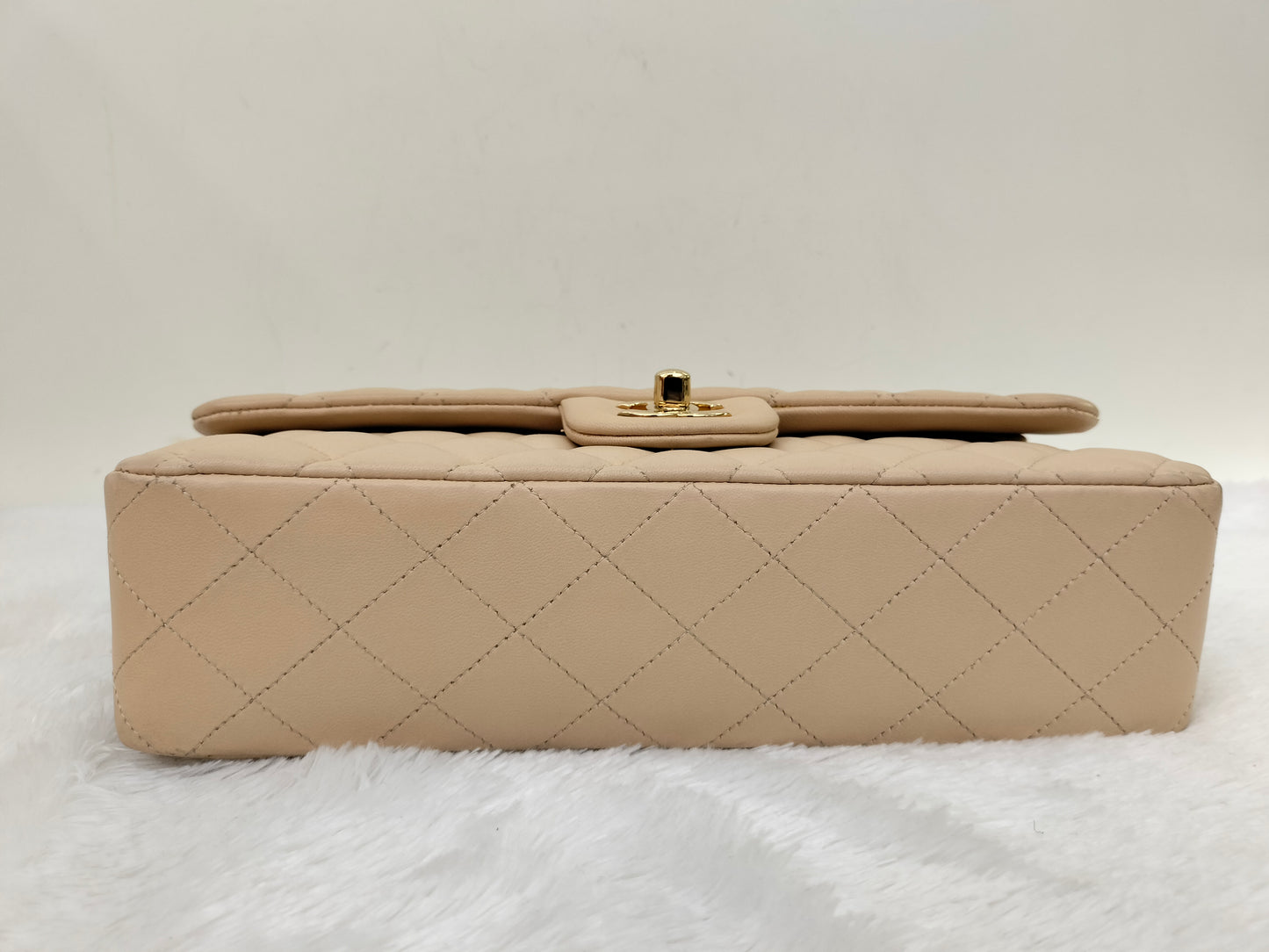 Chanel Medium Lamb Beige GHW DF #19