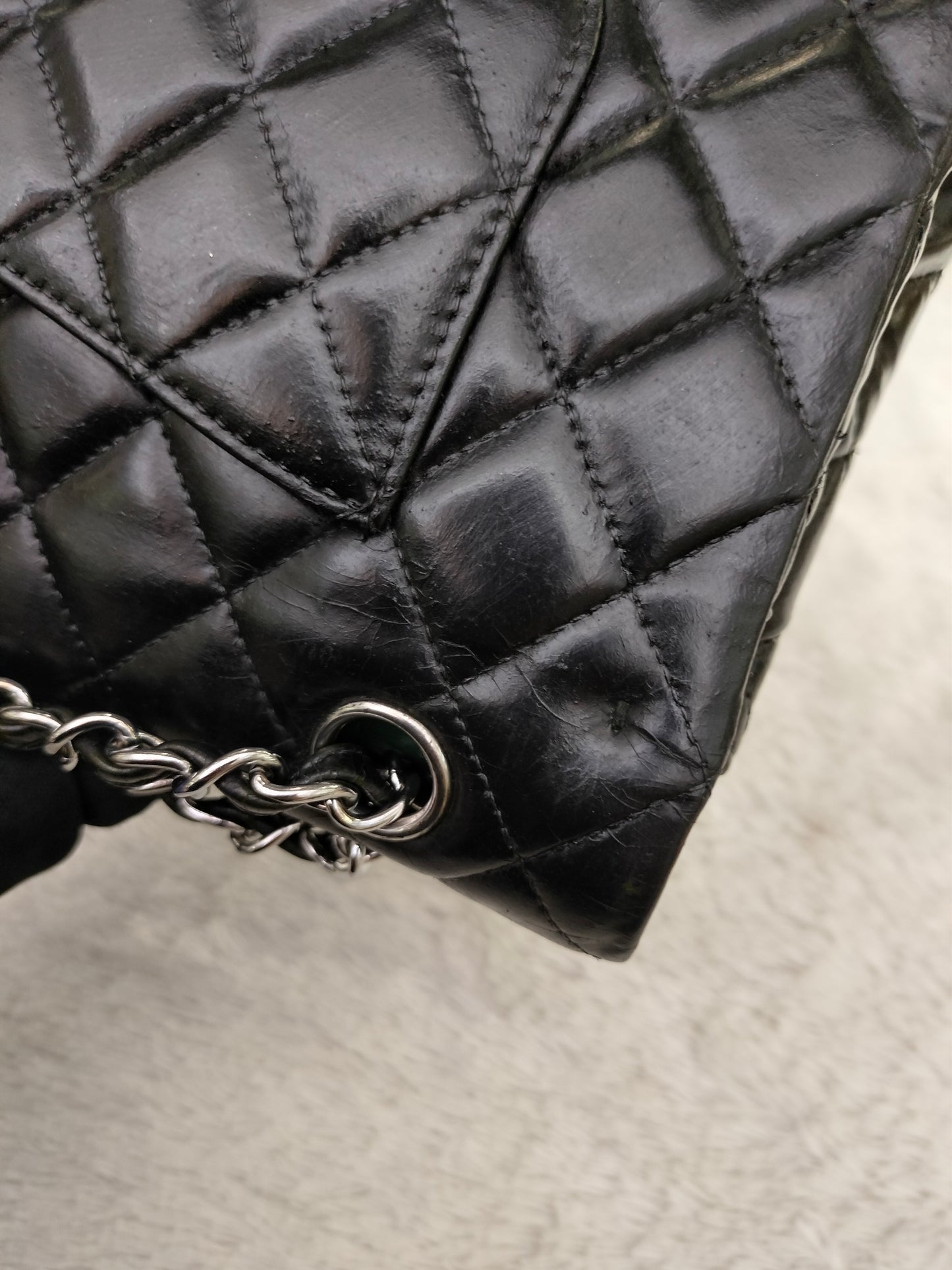 Chanel Medium Patent Black Green SHW DF #15