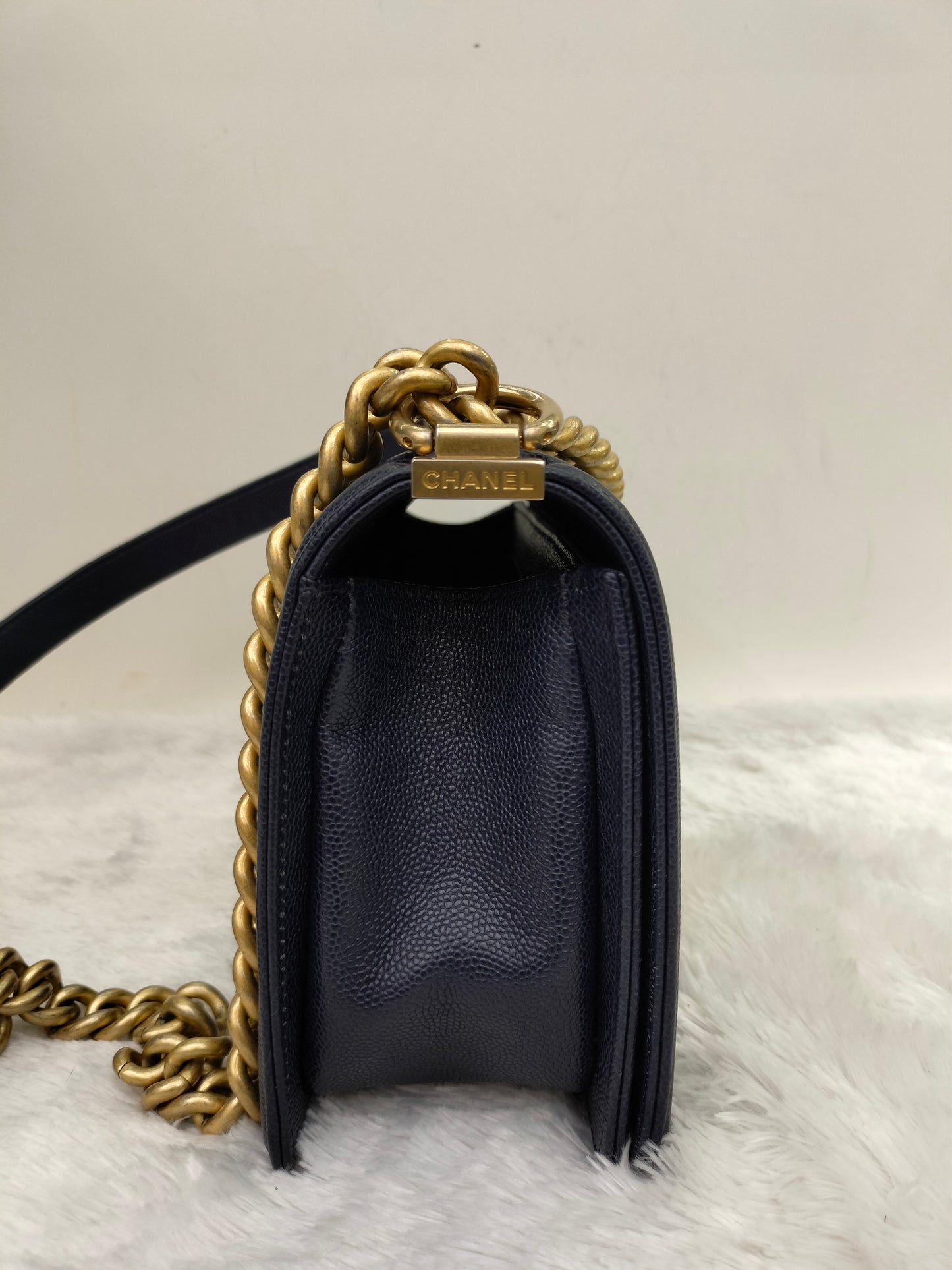Chanel Boy 25 Caviar Navy GHW #25