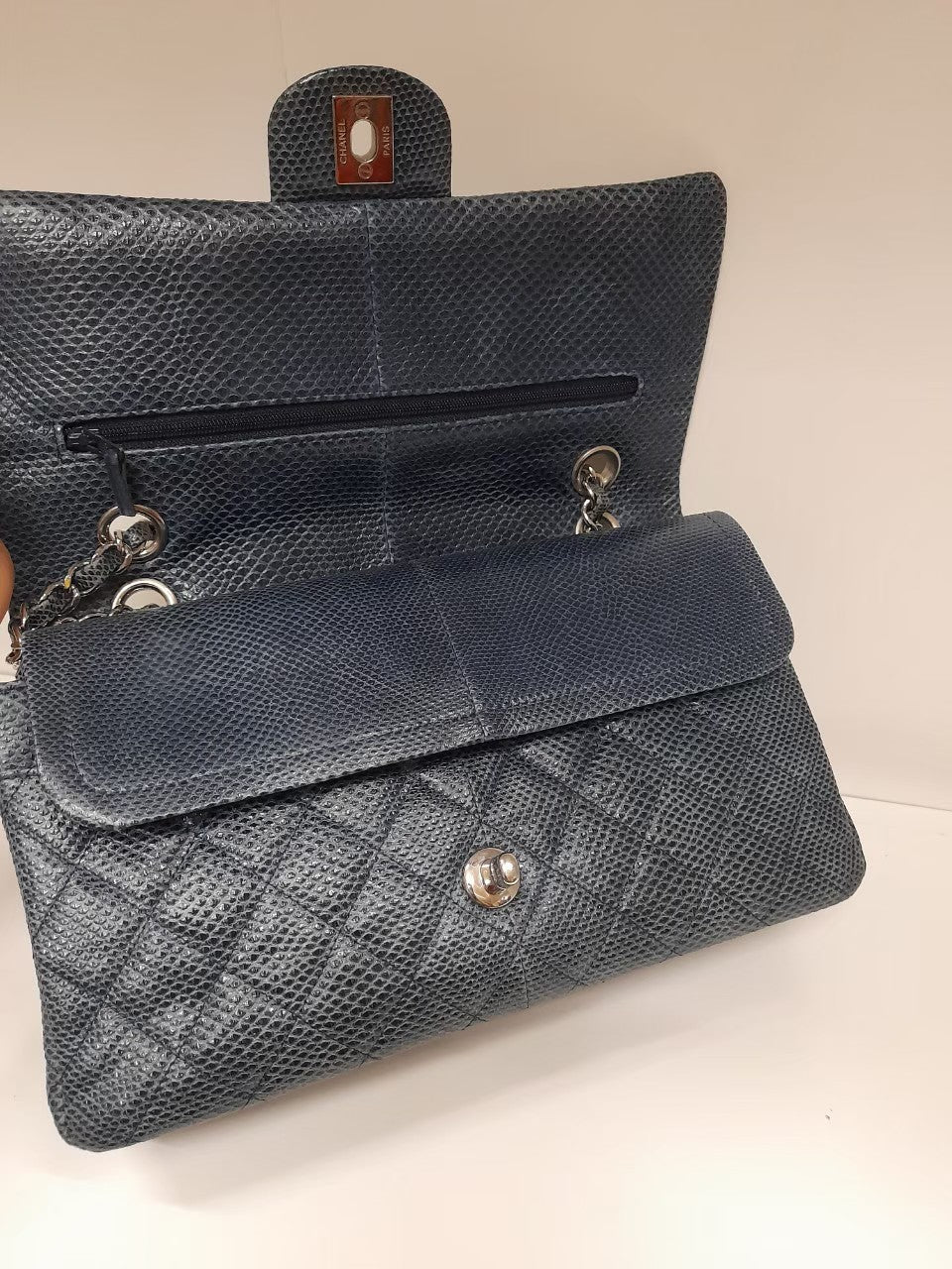 Chanel Medium Lizard Blue SHW #14 Size 25,5x15,5x6,5