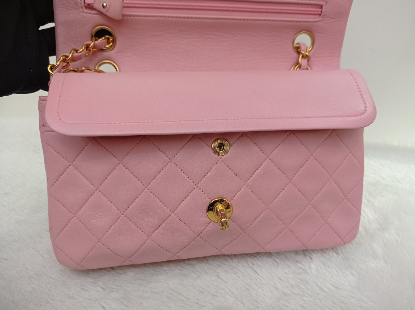 Chanel Small Lamb Pink Vintage GHW DF #4