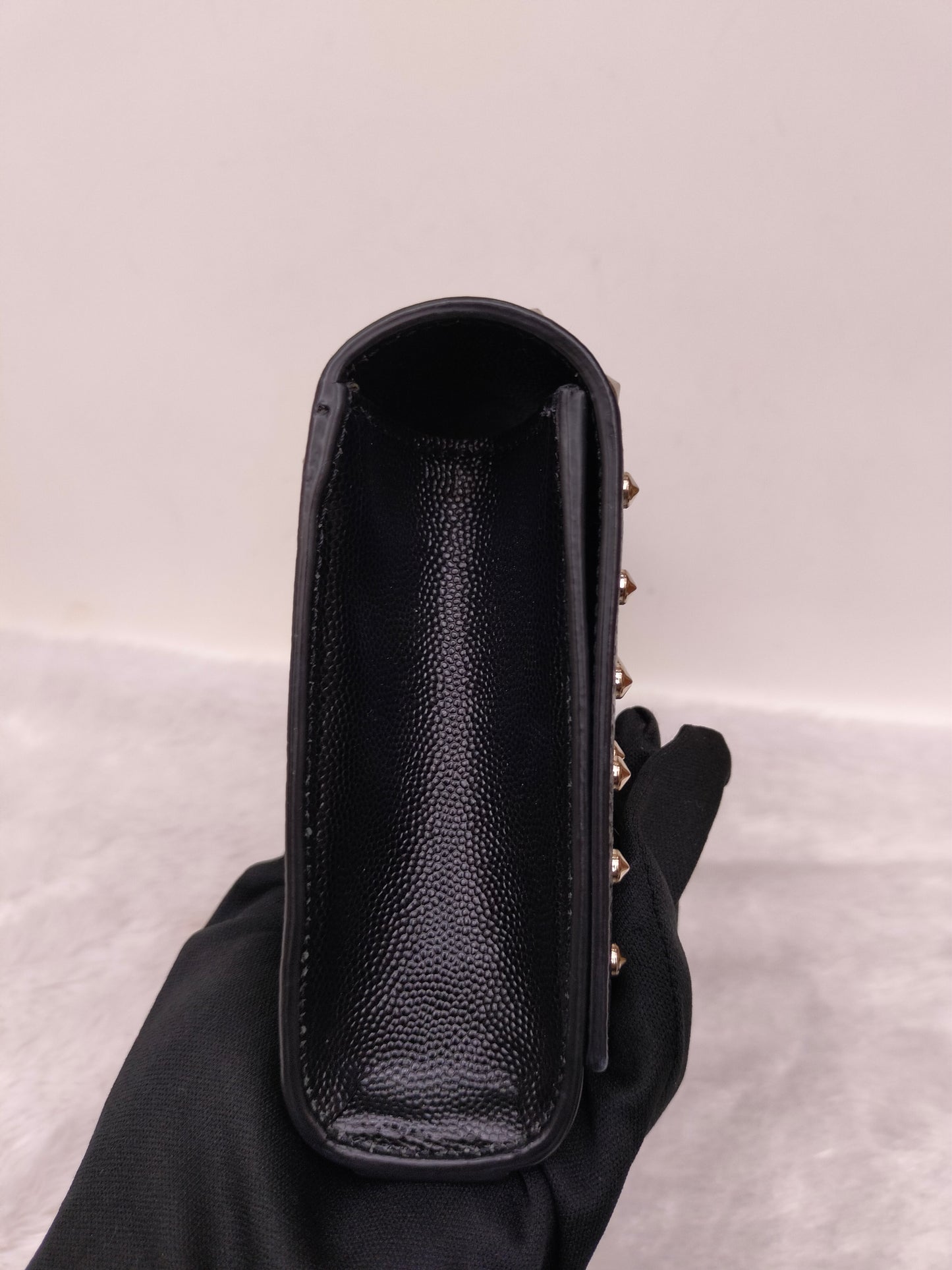 YsL Kate Cassandre Clutch Studded Grained Black SHW 2014
