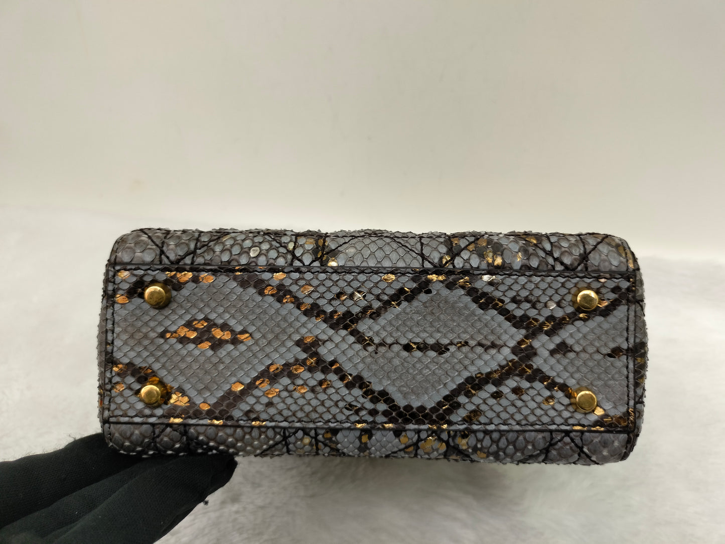 Lady Dior Mini Cannage Supple Python Gray Gold GHW 2017