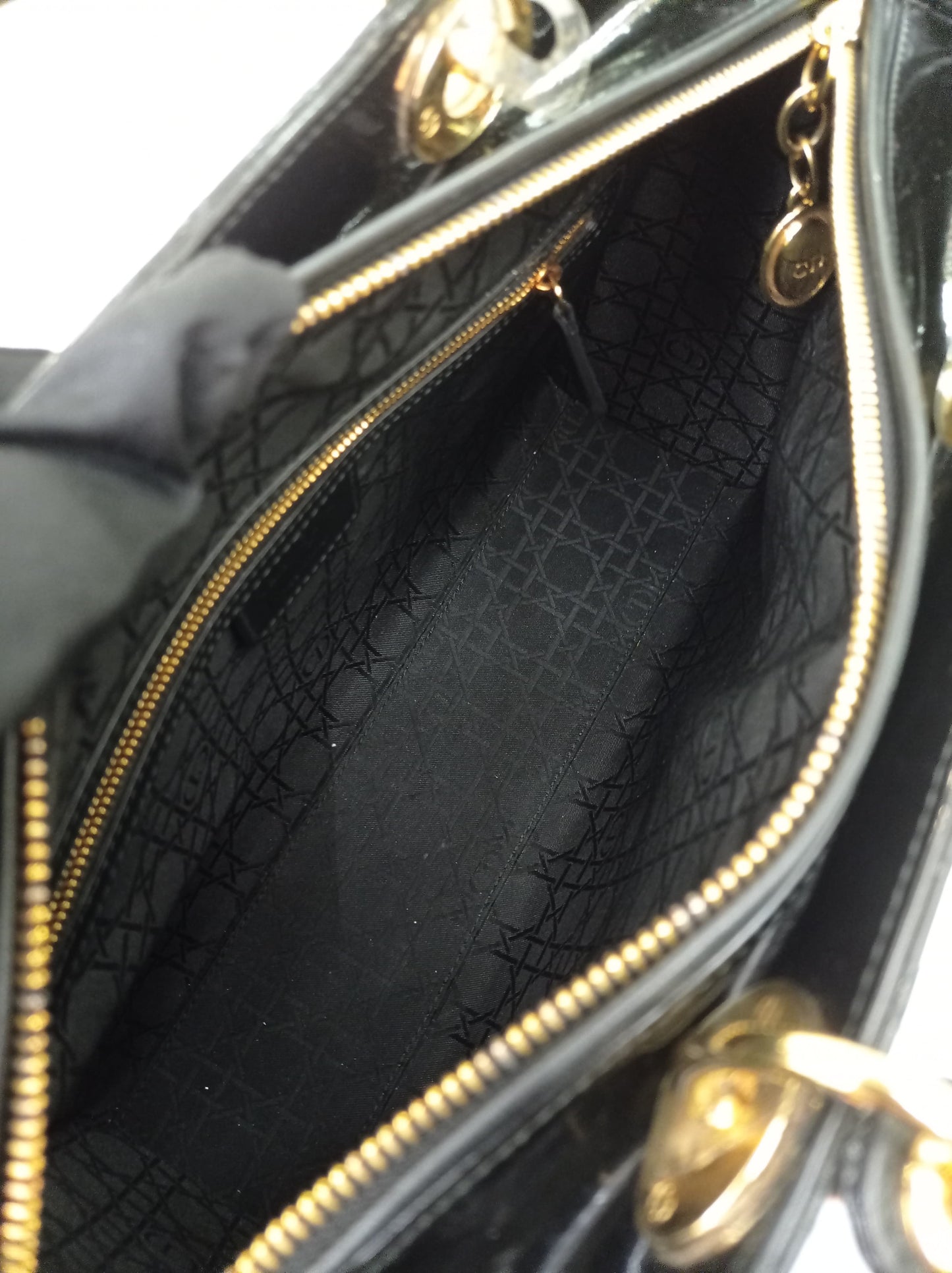 Lady Dior Large Patent Black GHW 2015