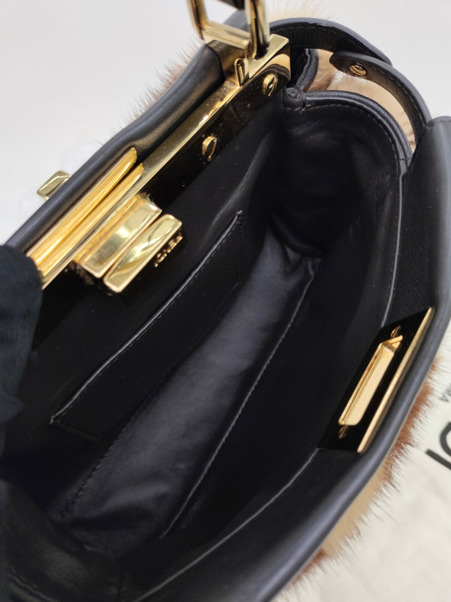 Fendi Peekaboo Mini Fur Black Brown GHW