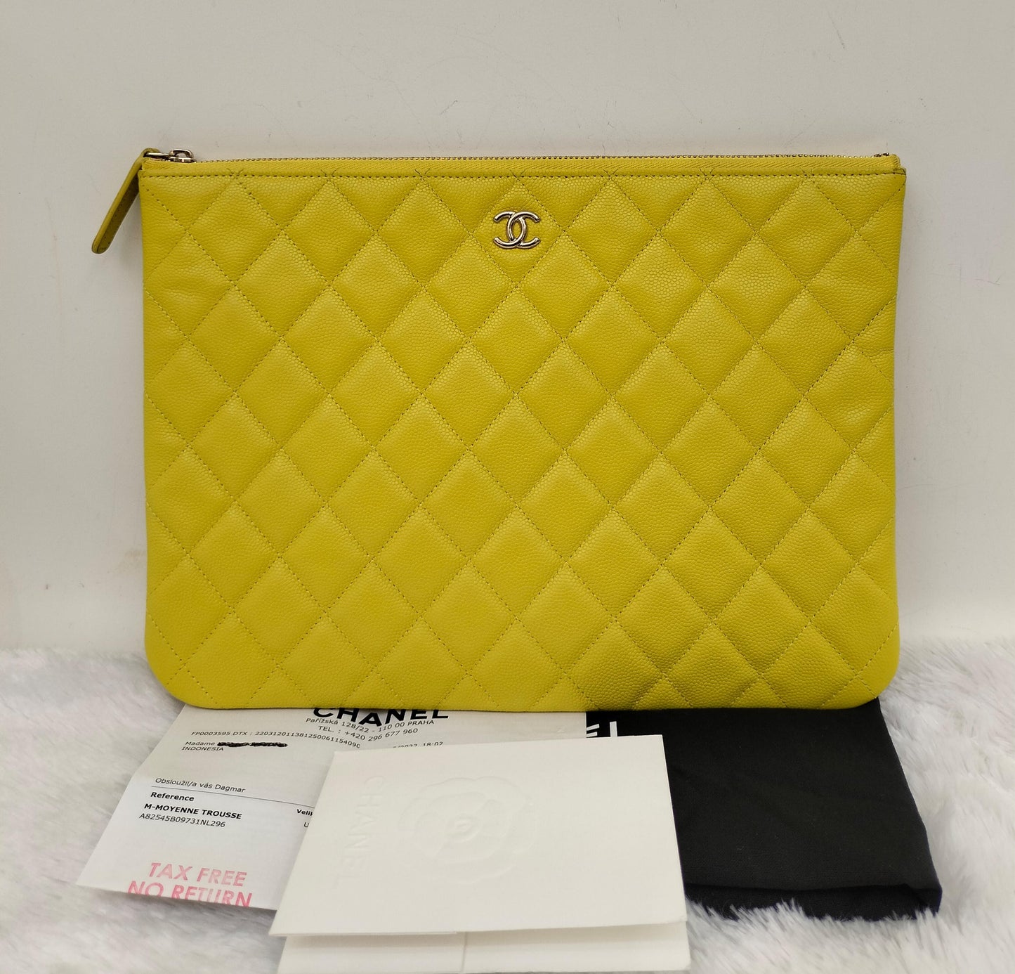 Chanel O'Case Clutch Caviar Yellow LGHW (CHIP)