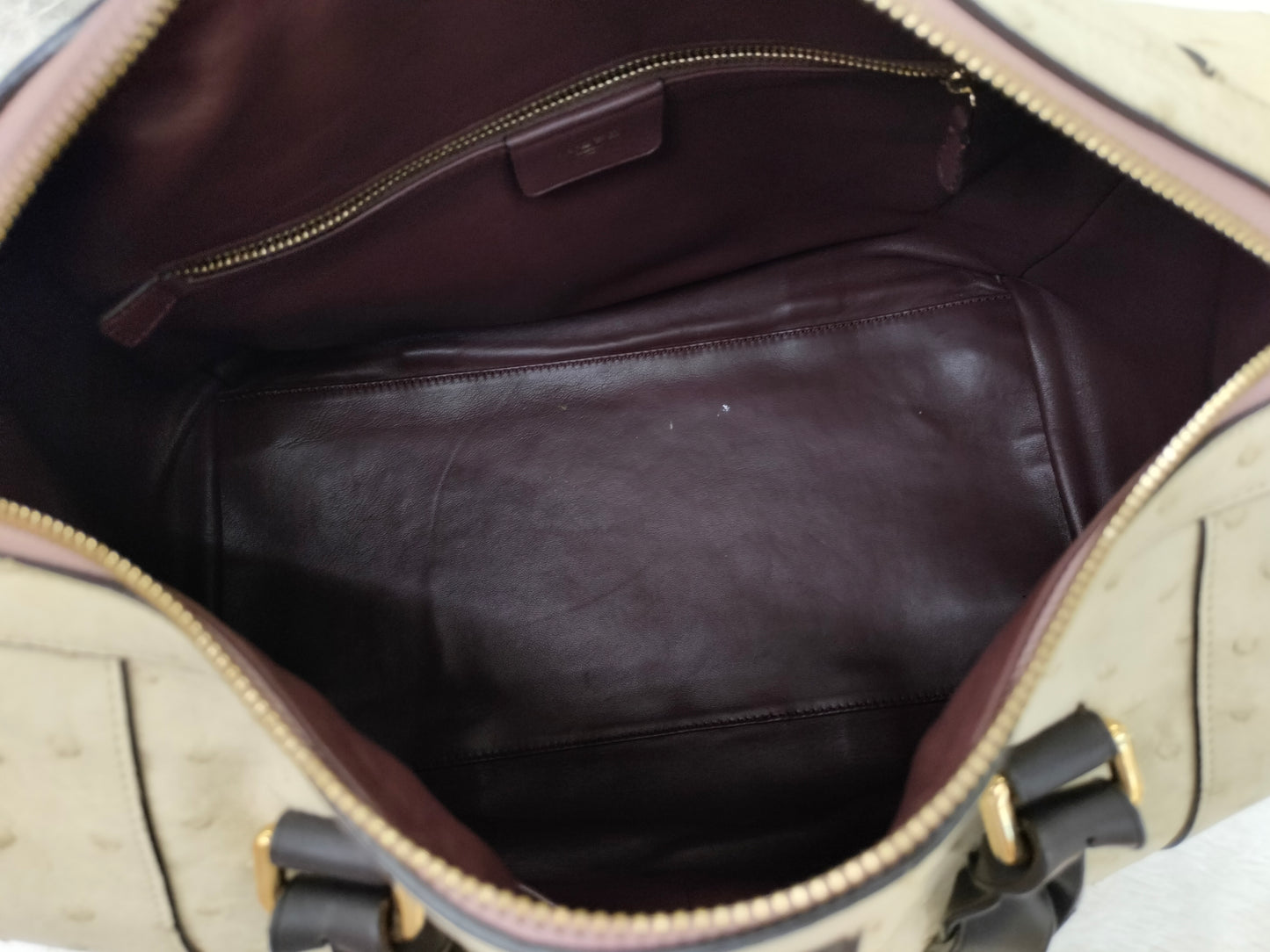 Loewe Fusta Ostrich Anagram Beige Brown GHW 2011