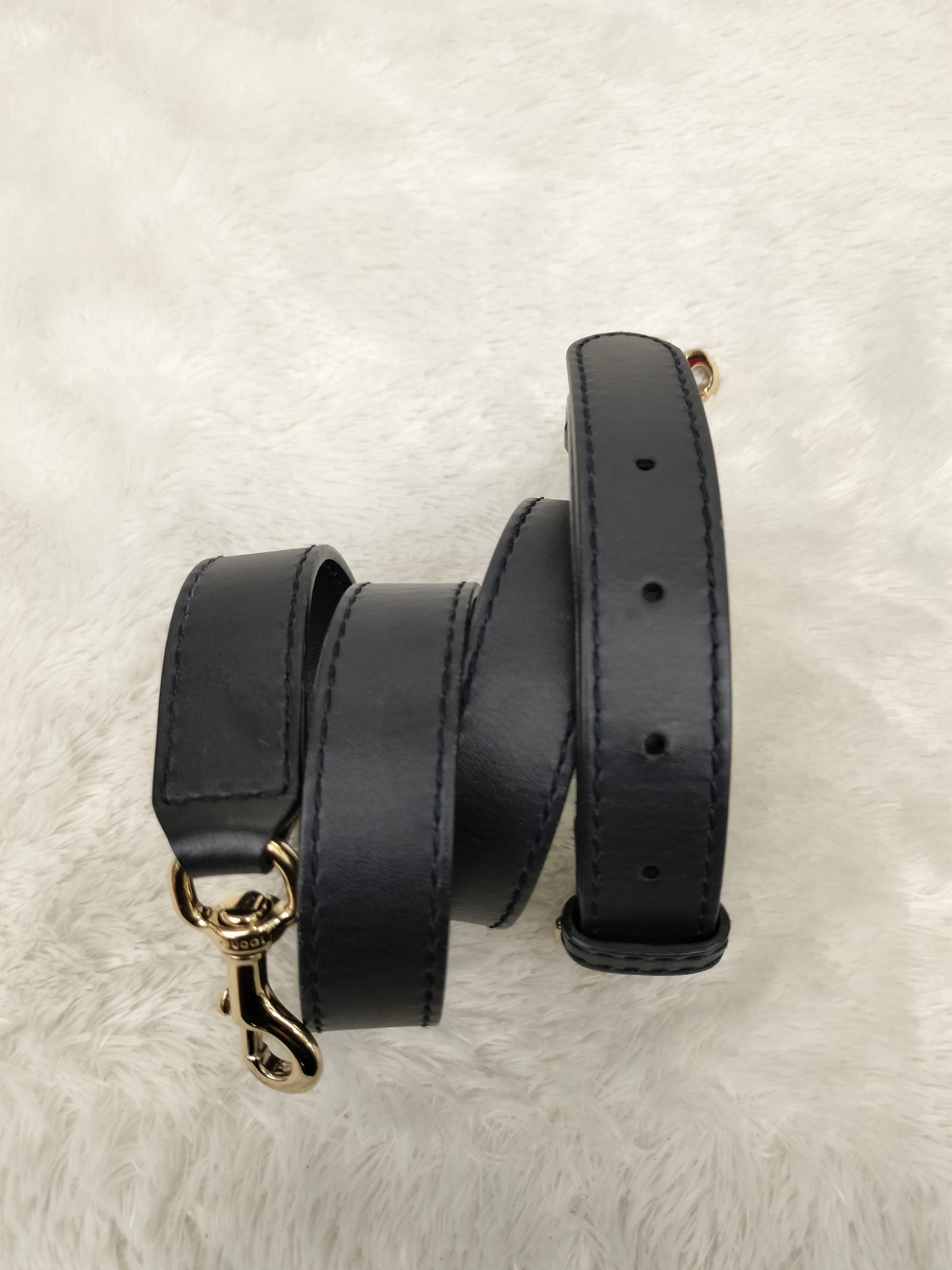 Gucci Boston Canvas Stripe Dark Blue GHW
