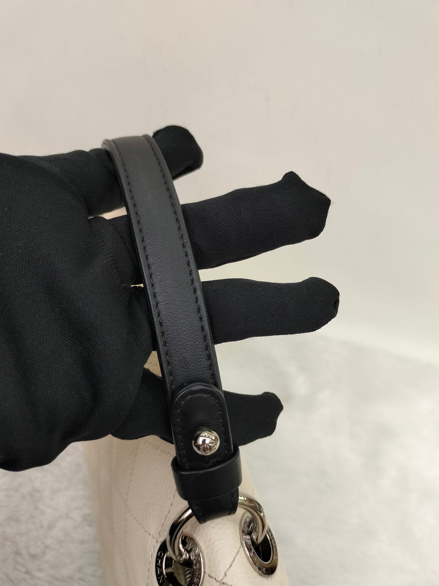 Chanel Flap Caviar White Black SHW #25