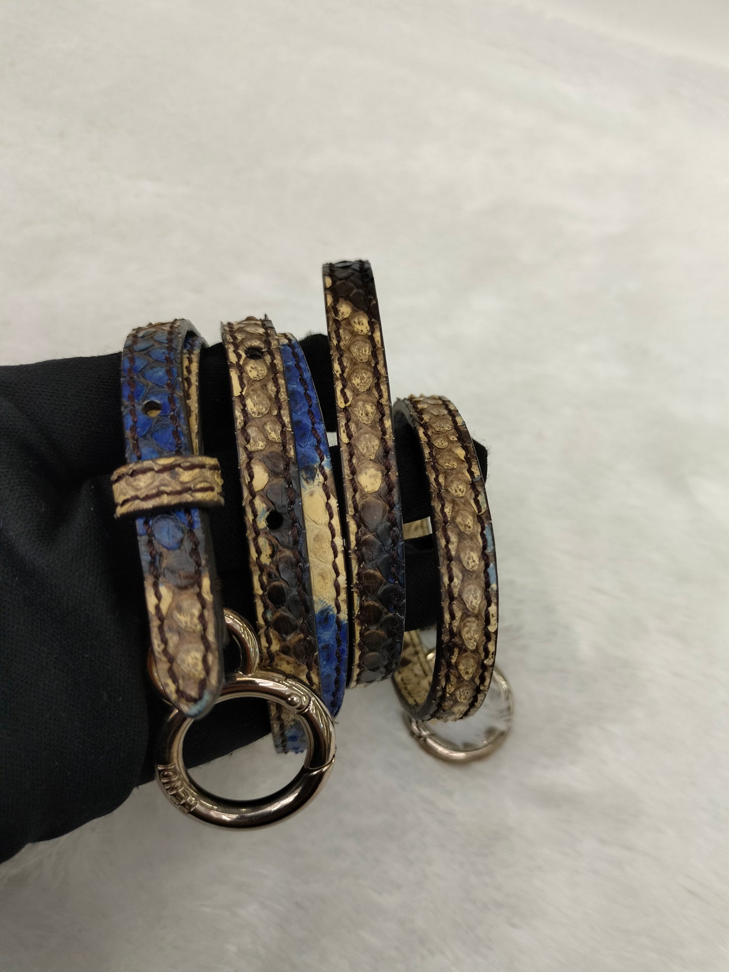 Fendi Peekaboo Mini Python Blue Beige SHW