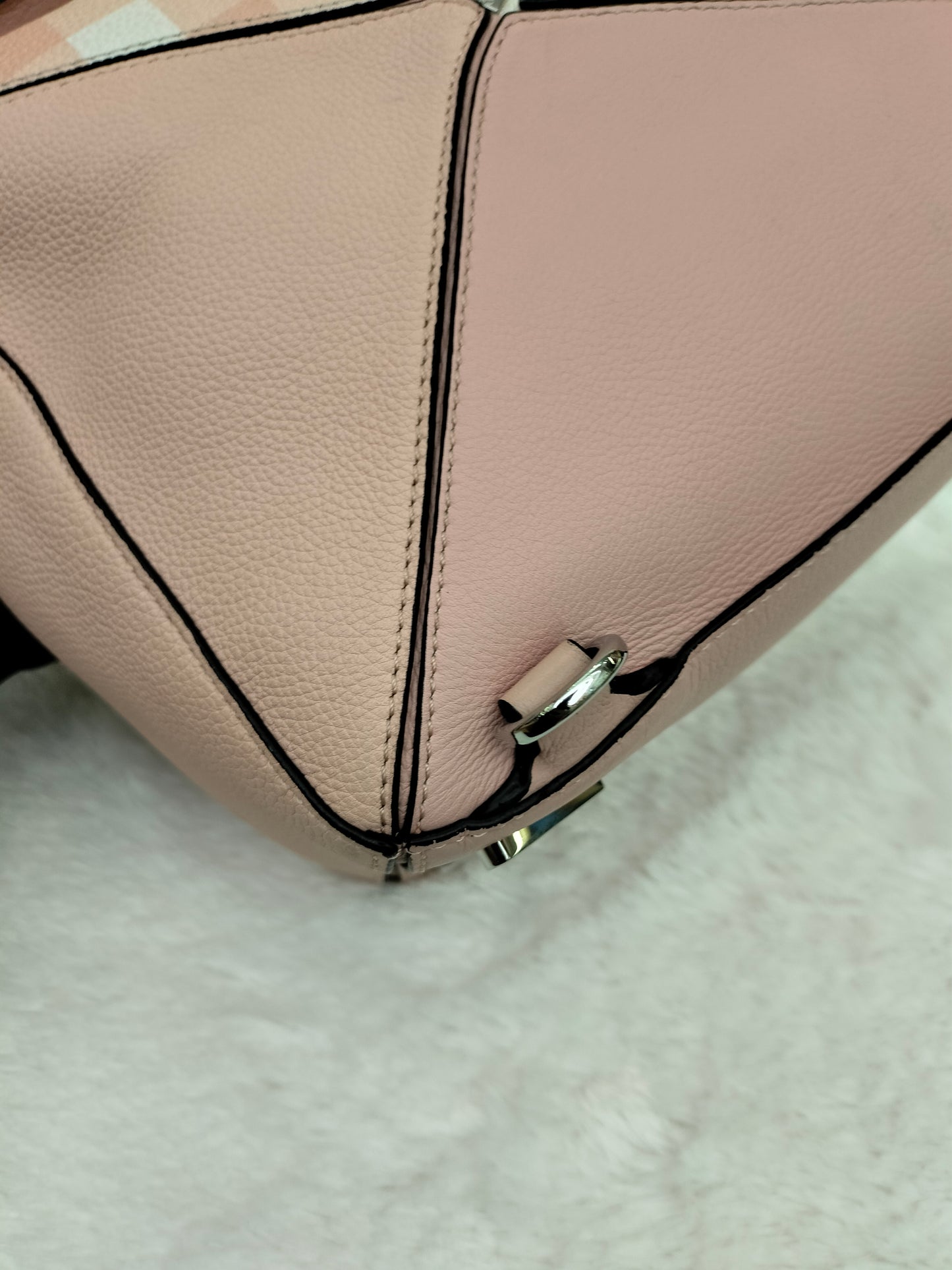 Loewe Puzzle Gingham Medium Pink White SHW 2017