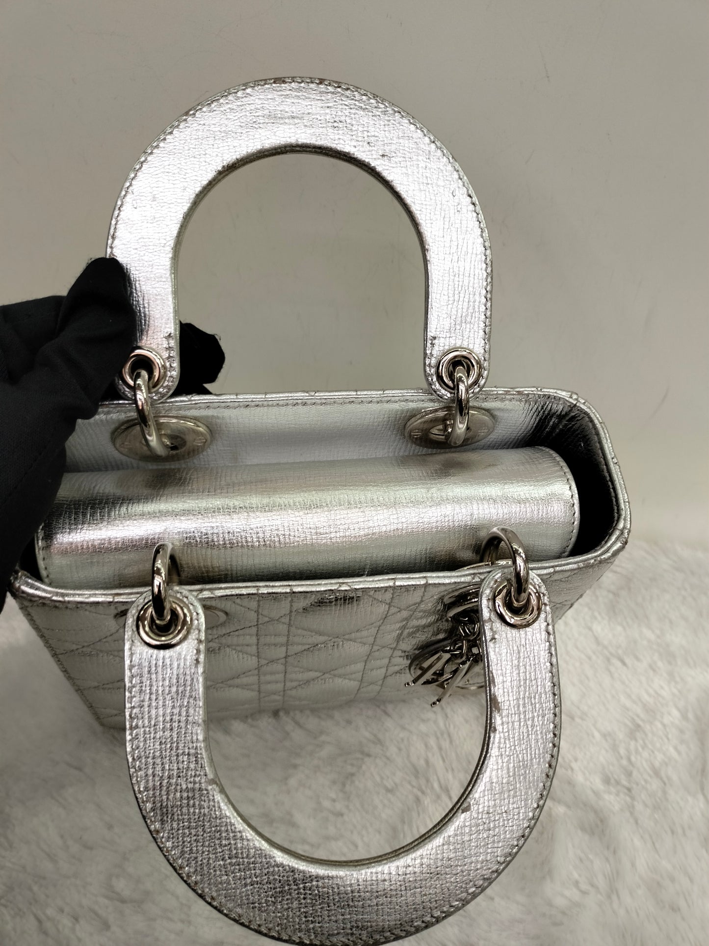 Lady Dior Small Metallic Silver SHW 2019