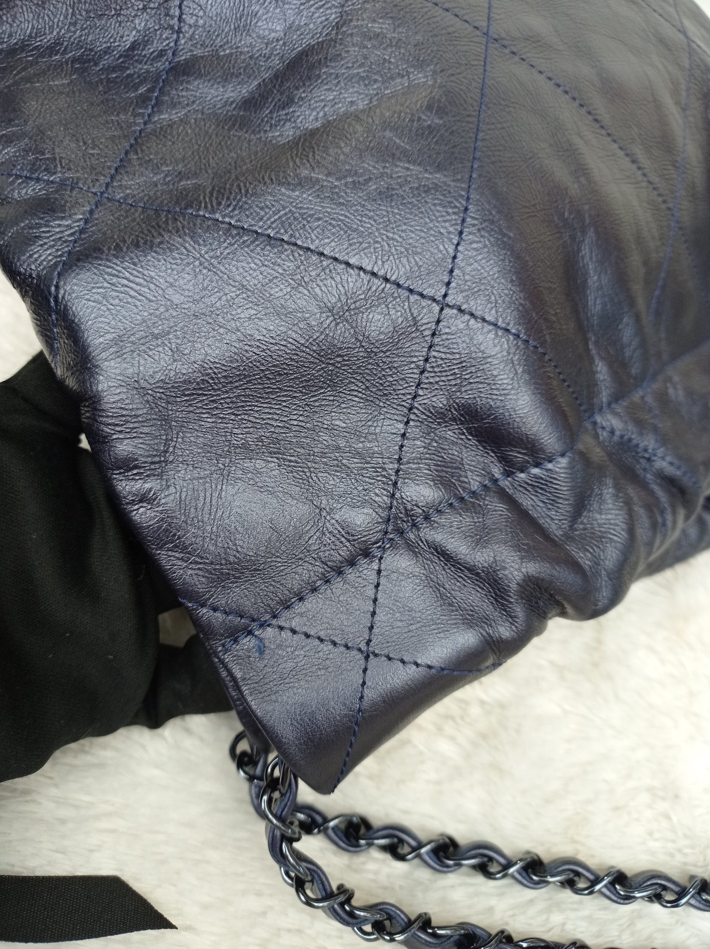 Chanel C22 Small Calfskin Iridescent Blue Metallic (CHIP)
