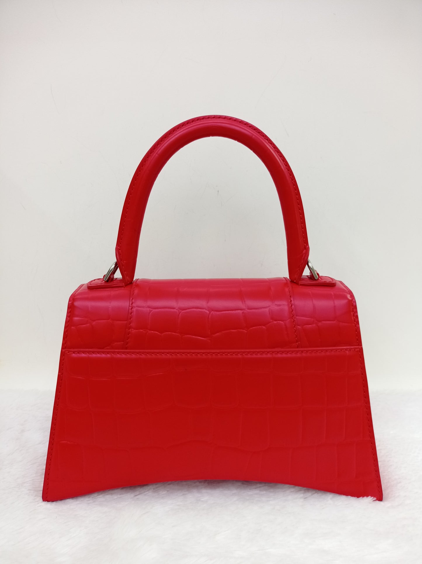 Balenciaga Hourglass Small Top Handle Croco Red SHW 2021