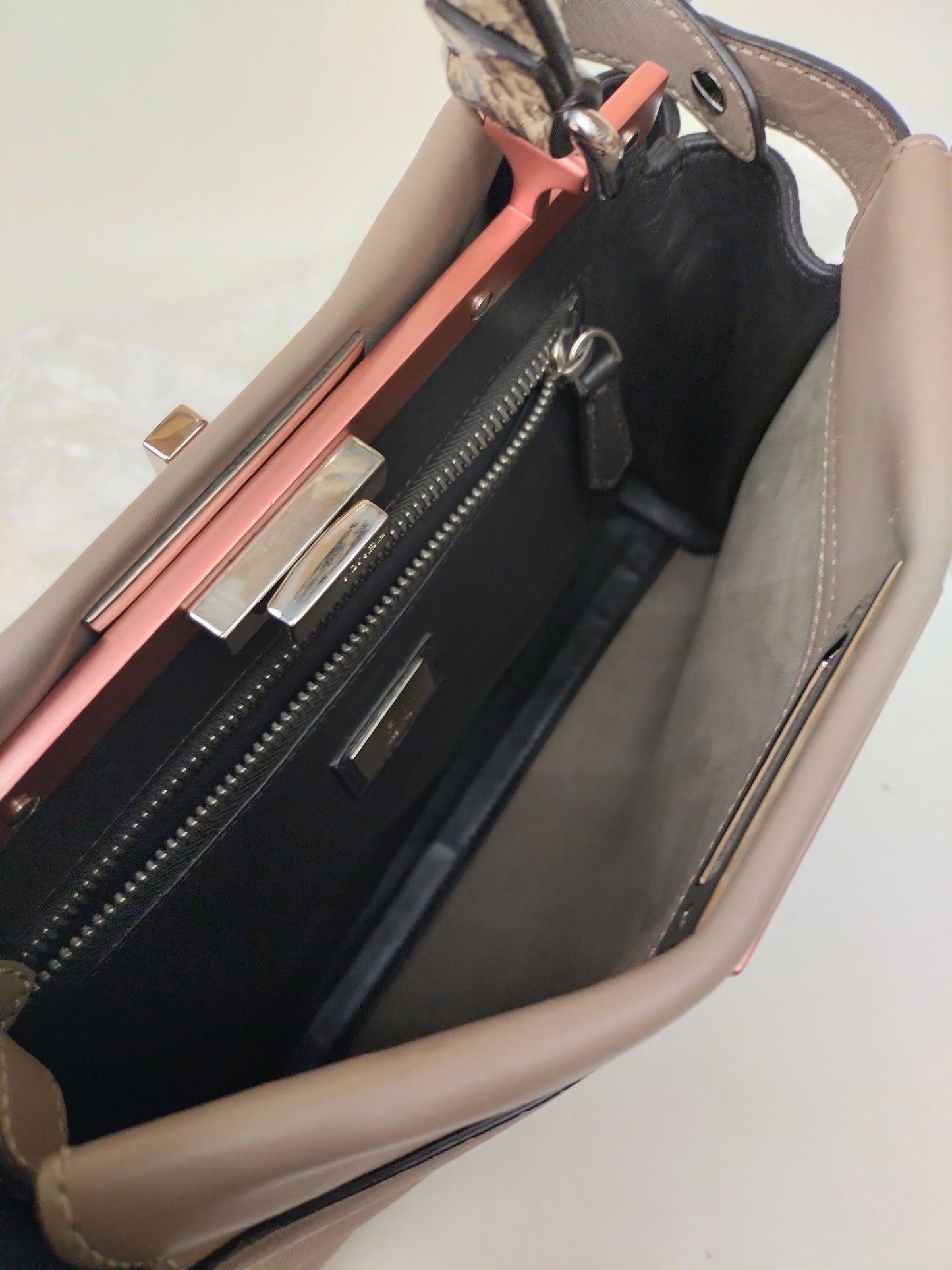 Fendi Peekaboo Medium Etoupe Handle Python SHW