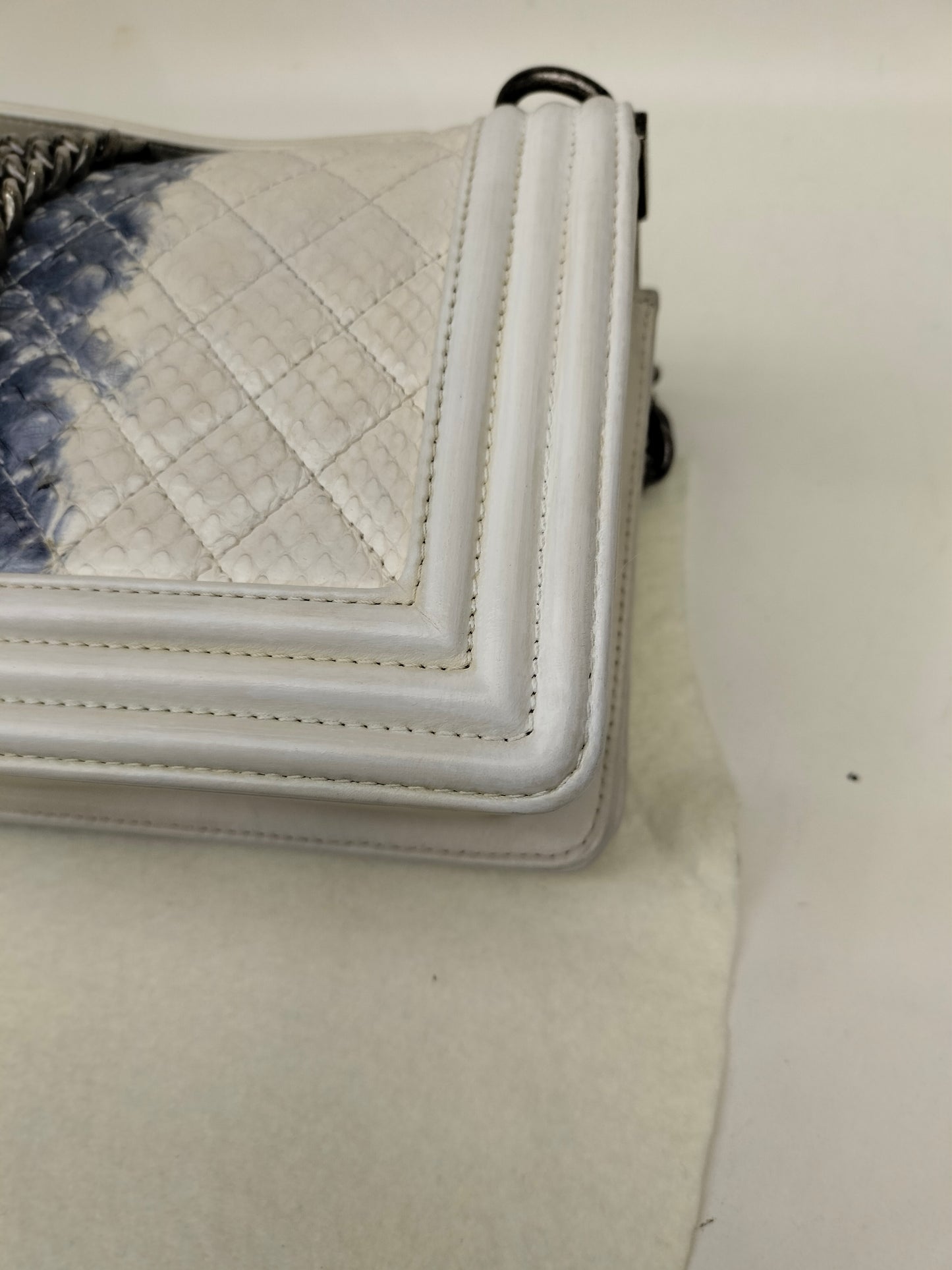 Chanel Boy 25 Rock Python White Blue RHW #17