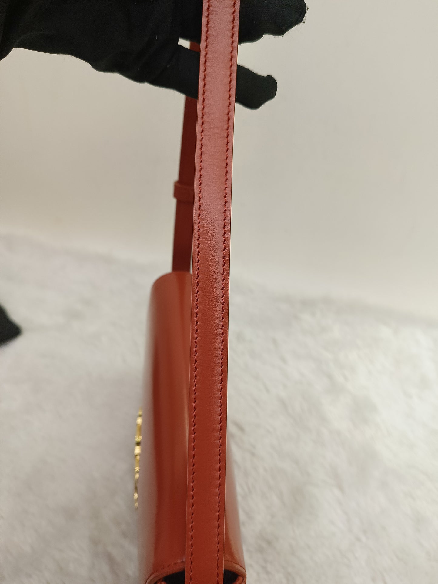 Celine Triomphe East West Calfskin Cornelian GHW 2022