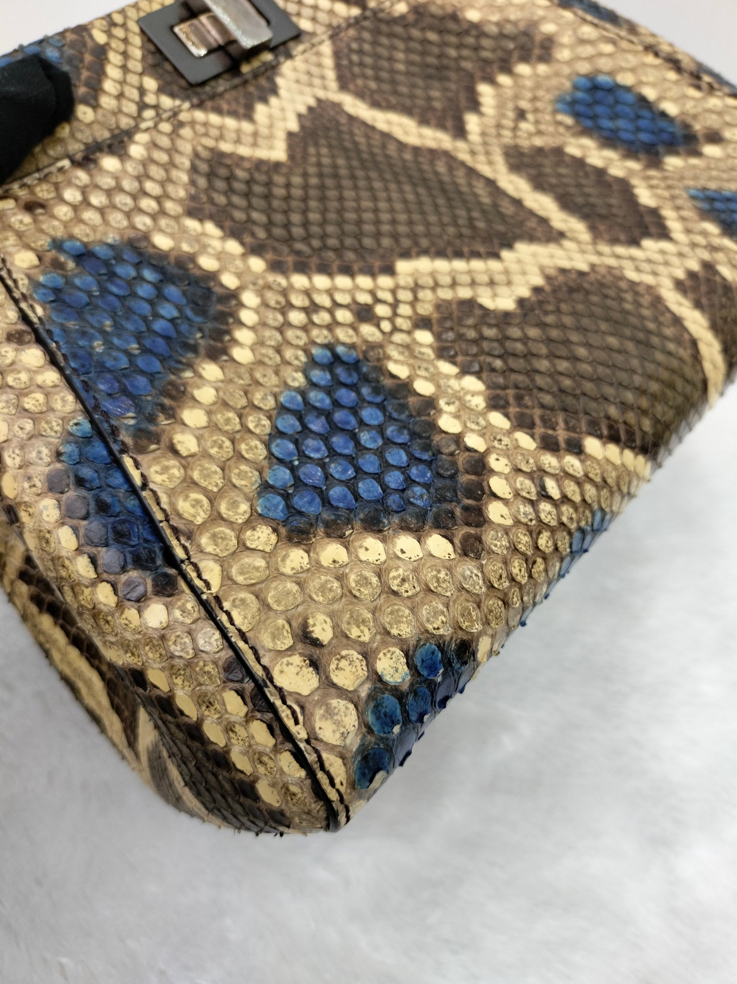 Fendi Peekaboo Mini Python Blue Beige SHW