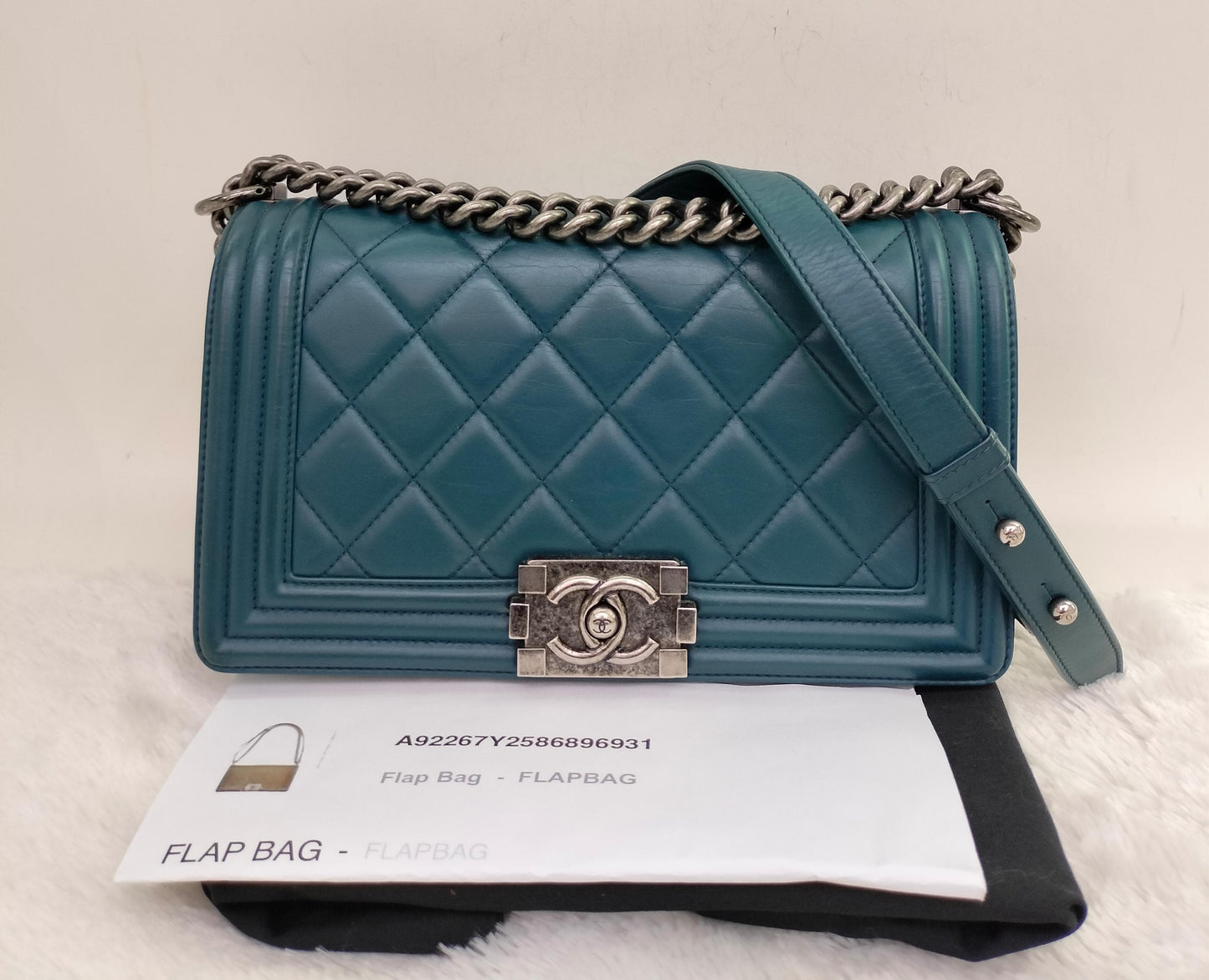 Chanel Boy 25 Lamb Turquoise RHW #19