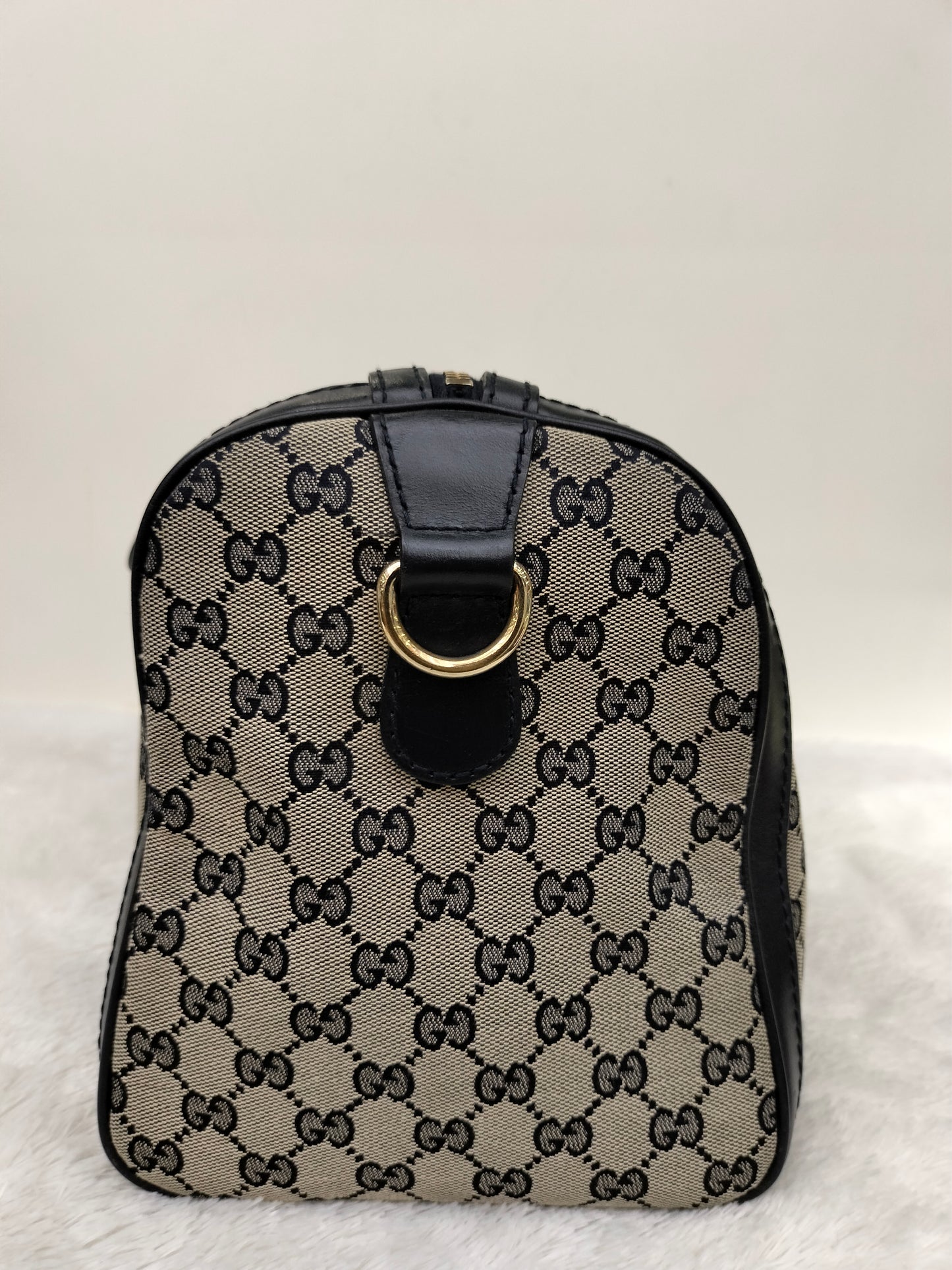 Gucci Boston Canvas Stripe Dark Blue GHW