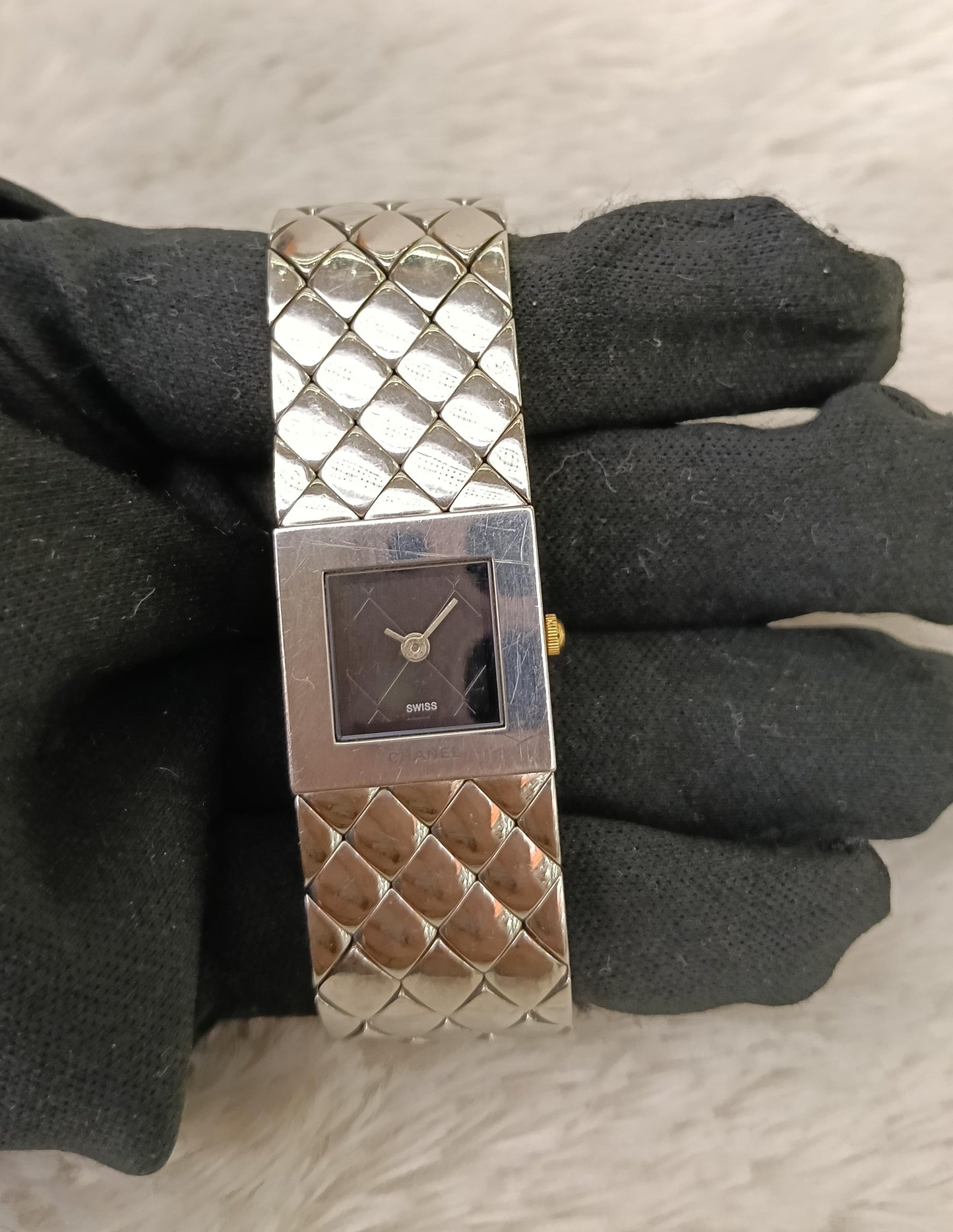 Chanel Matelasse Bracelet Watch Quartz Silver
