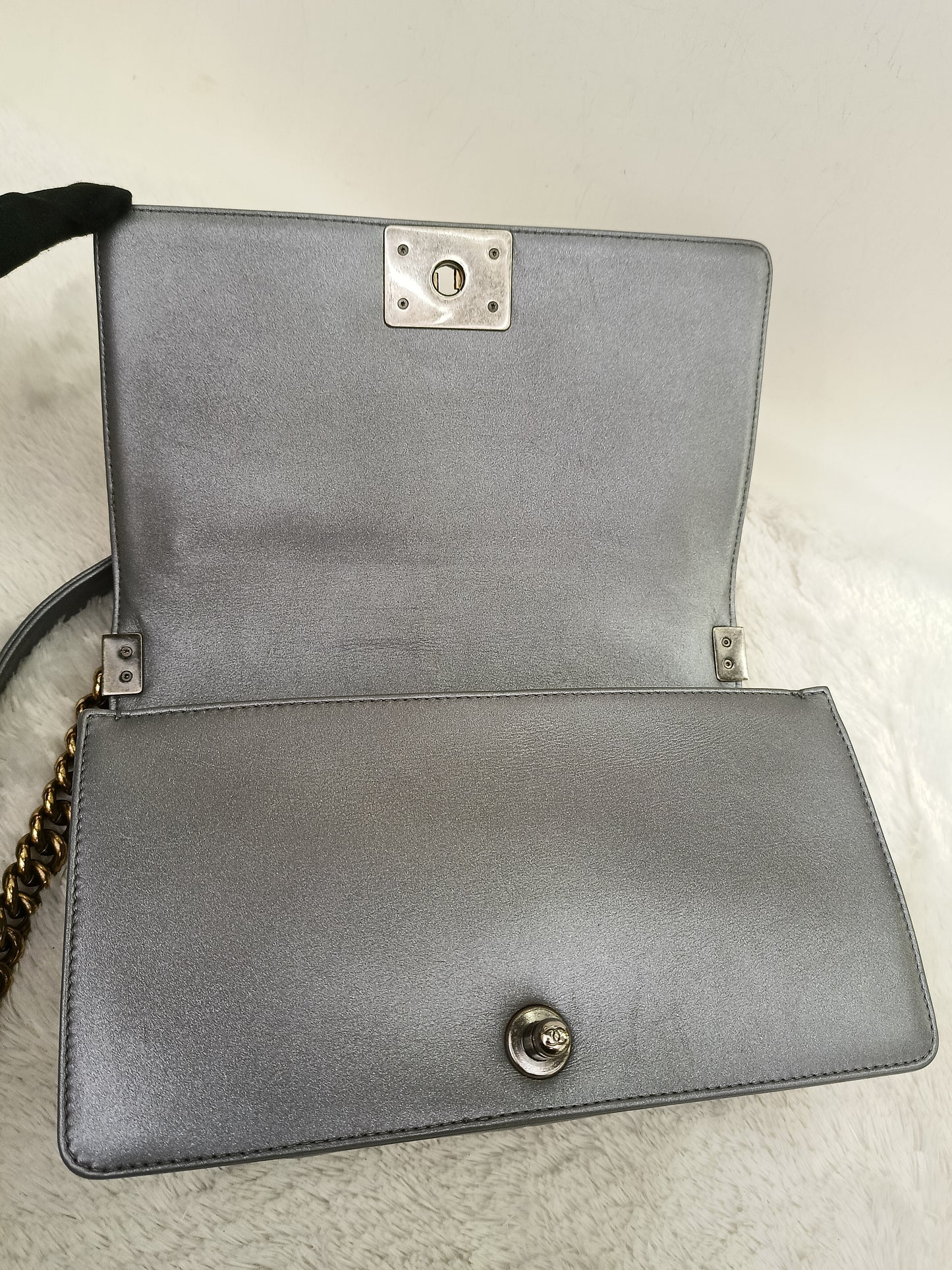 Chanel Boy 25 Calfskin Silver RGHW #19