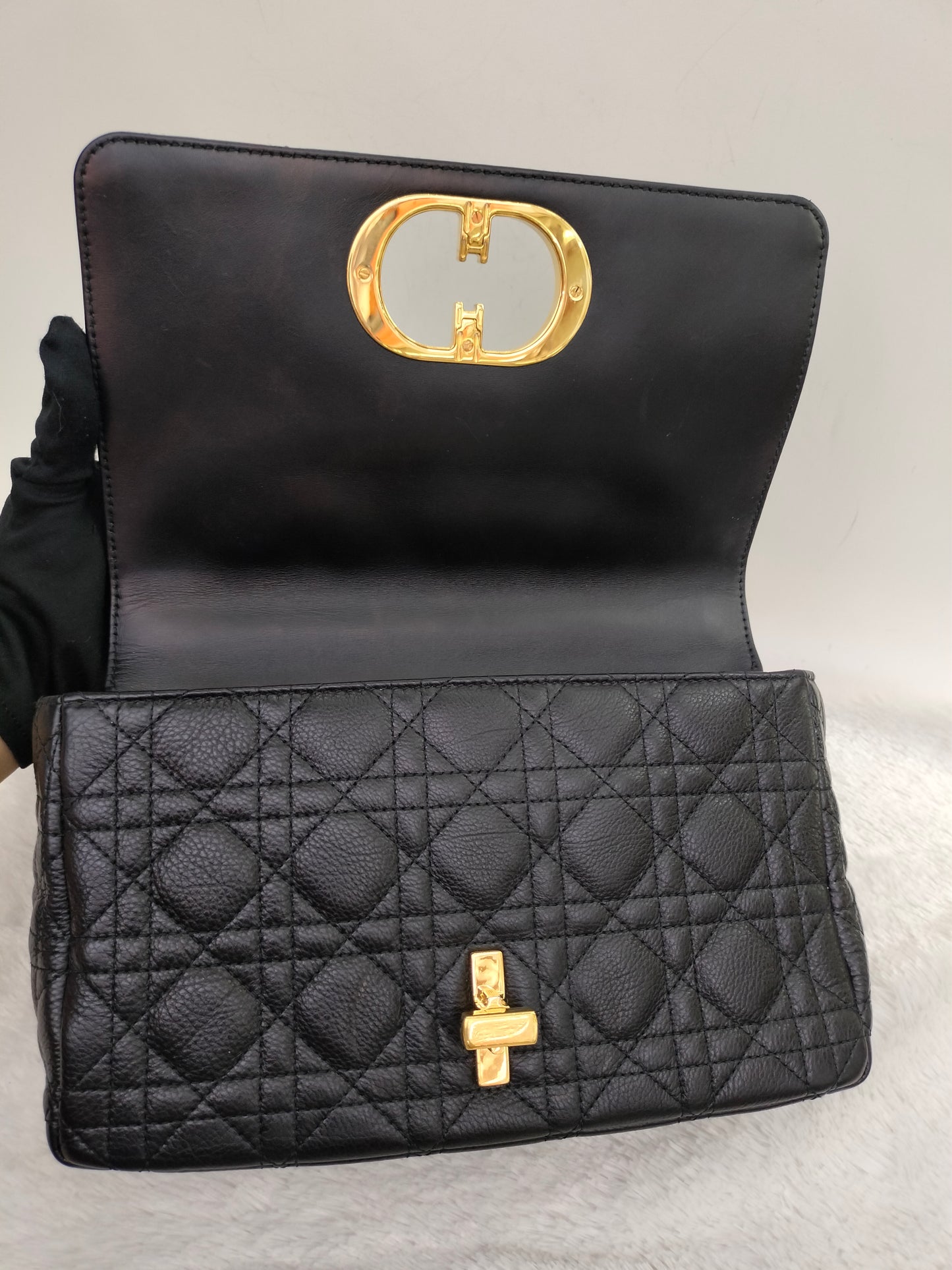 Dior Caro Medium Grained Black GHW 2022