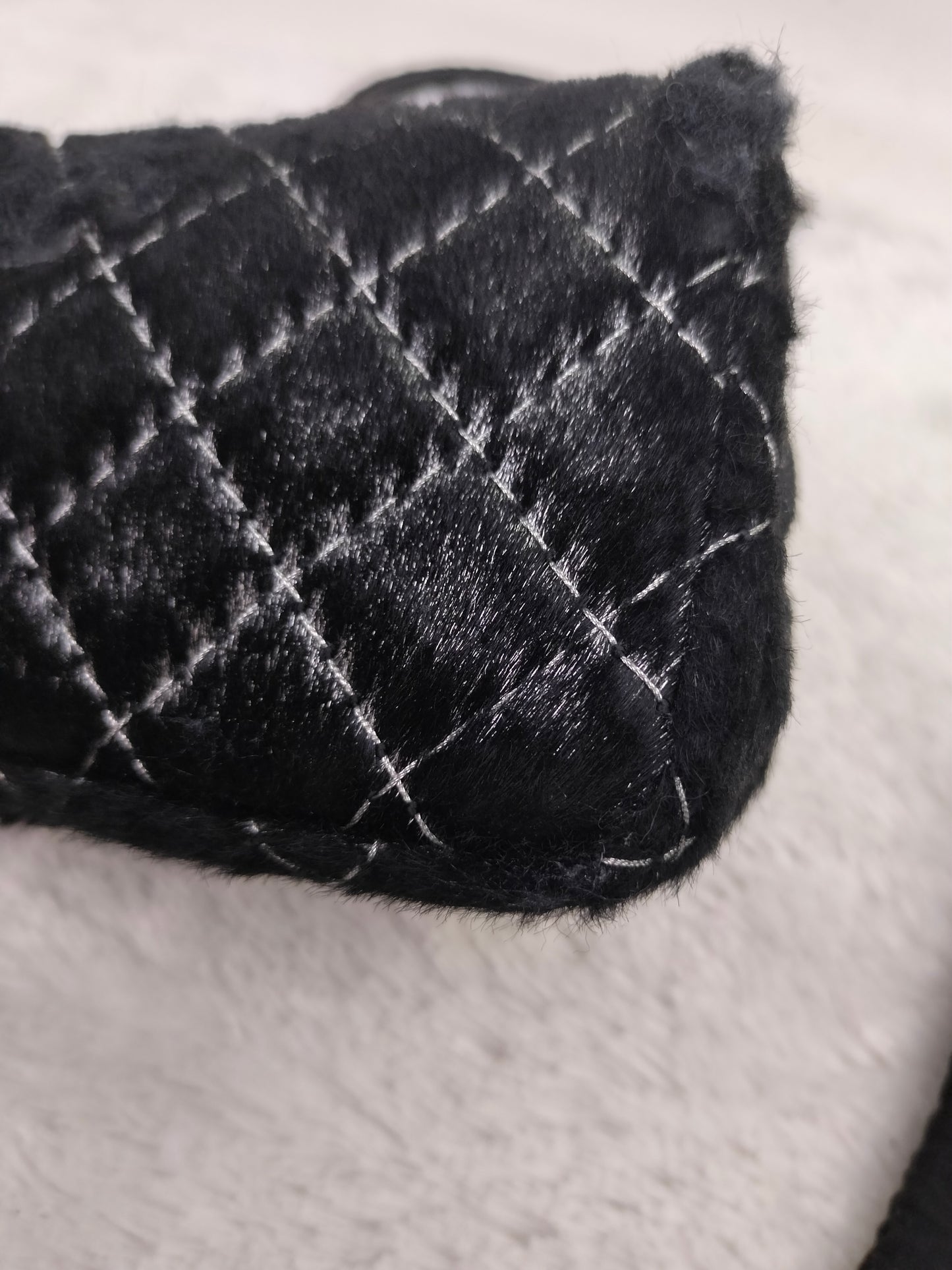 Chanel Mini Flap Calf Hair Metallic Black RHW #21